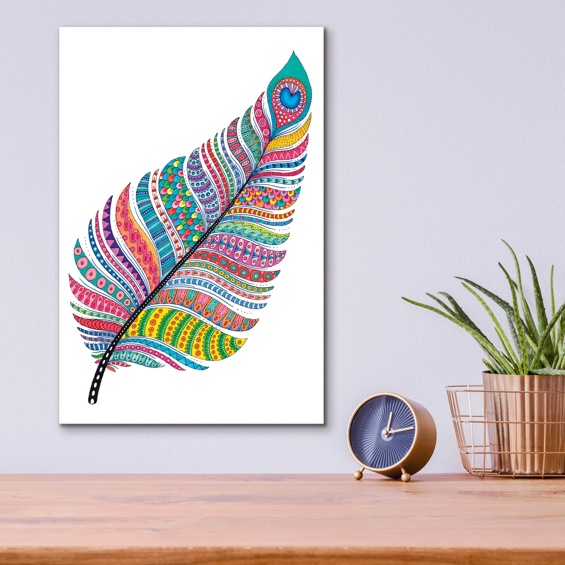 Epic Art 'Single Feather' by Hello Angel, Acrylic Glass Wall Art,12x16