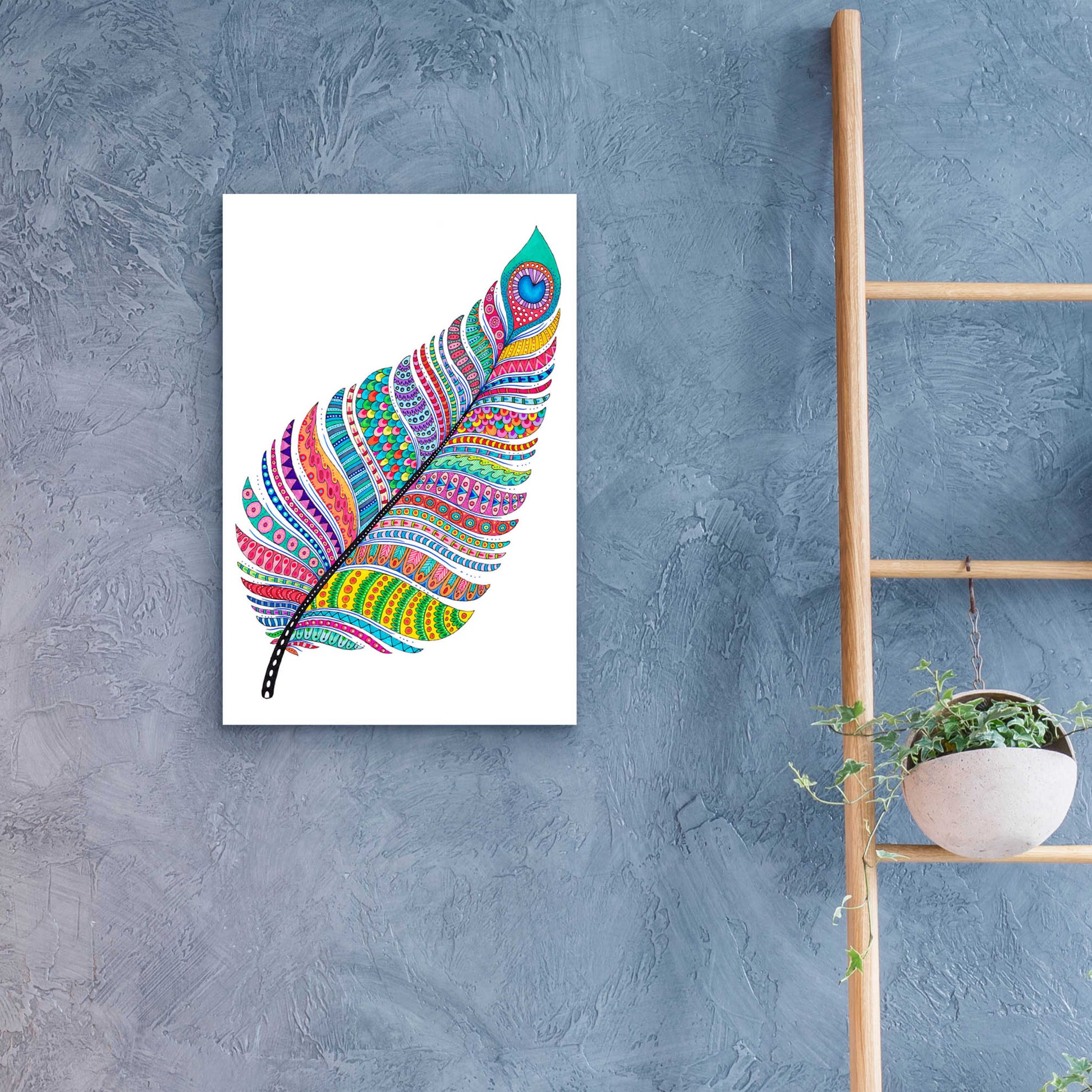 Epic Art 'Single Feather' by Hello Angel, Acrylic Glass Wall Art,16x24