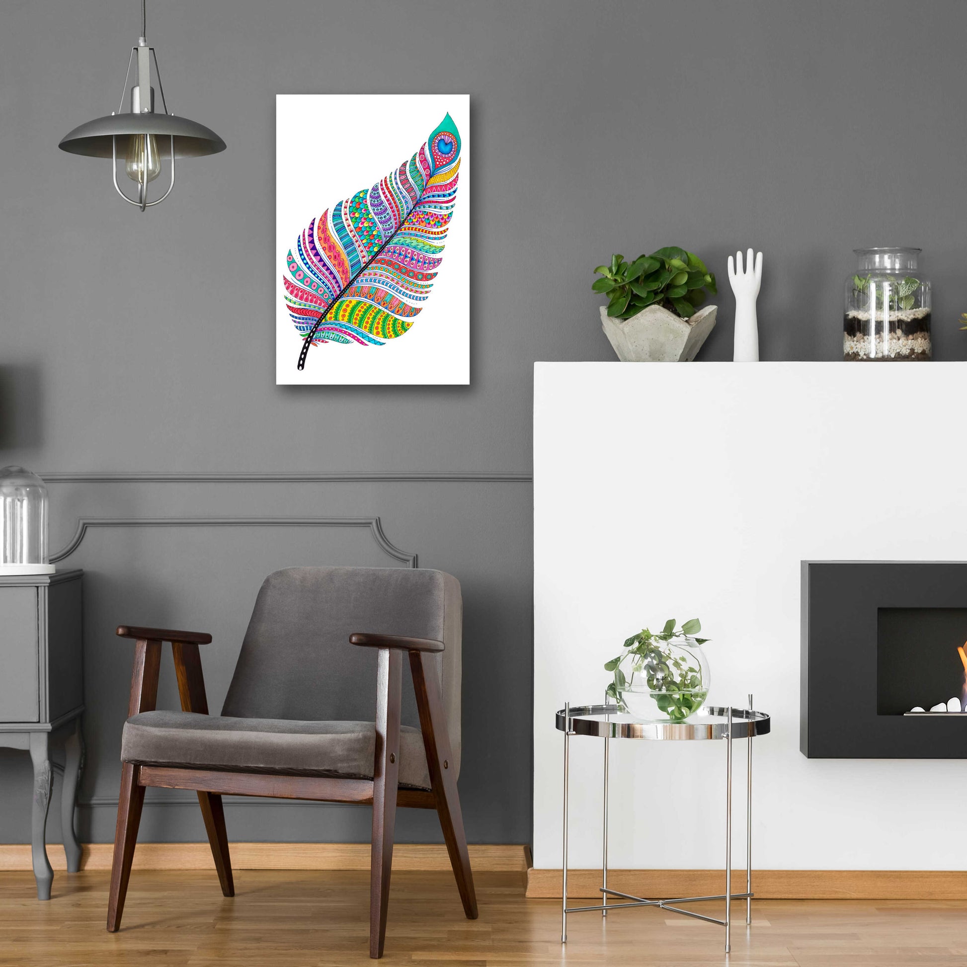 Epic Art 'Single Feather' by Hello Angel, Acrylic Glass Wall Art,16x24