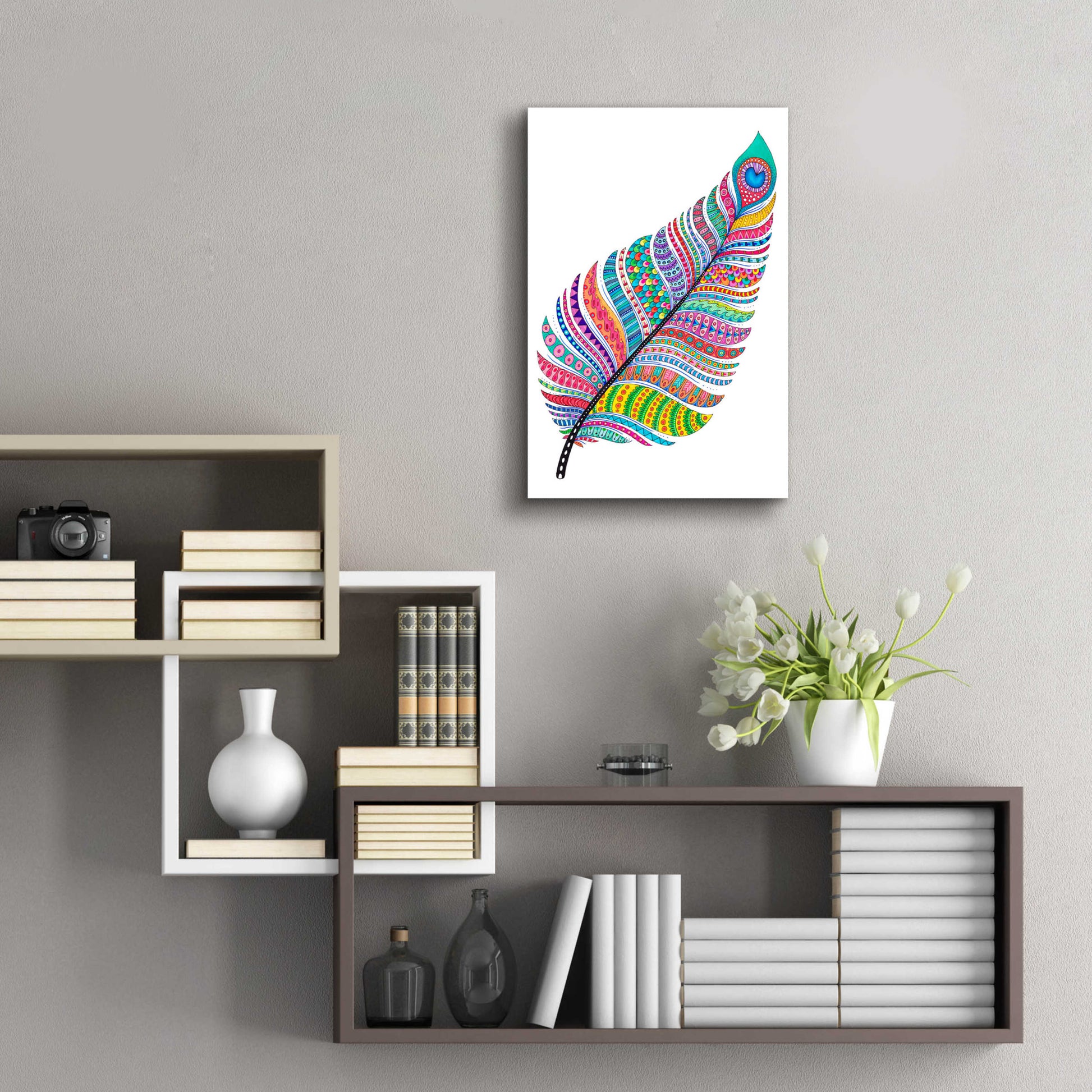 Epic Art 'Single Feather' by Hello Angel, Acrylic Glass Wall Art,16x24