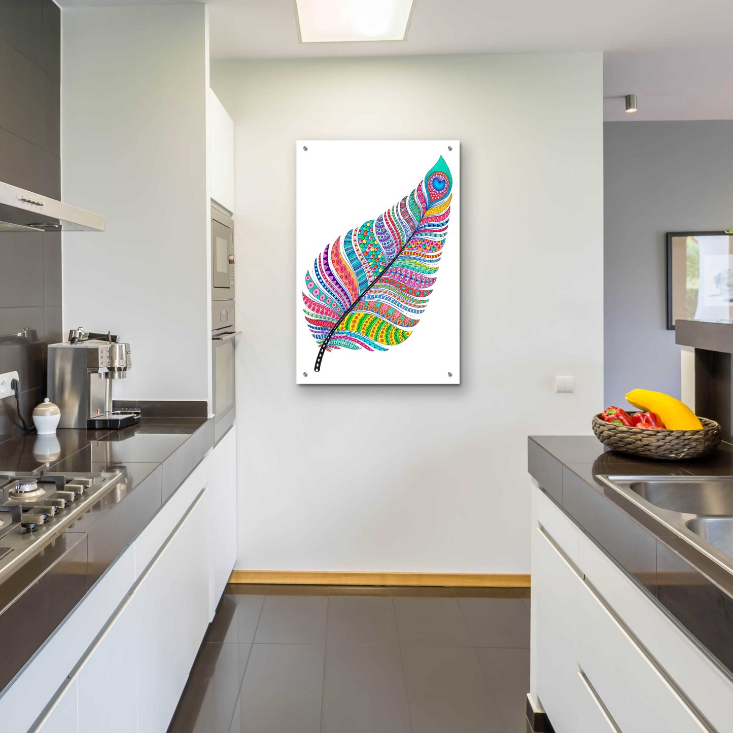 Epic Art 'Single Feather' by Hello Angel, Acrylic Glass Wall Art,24x36