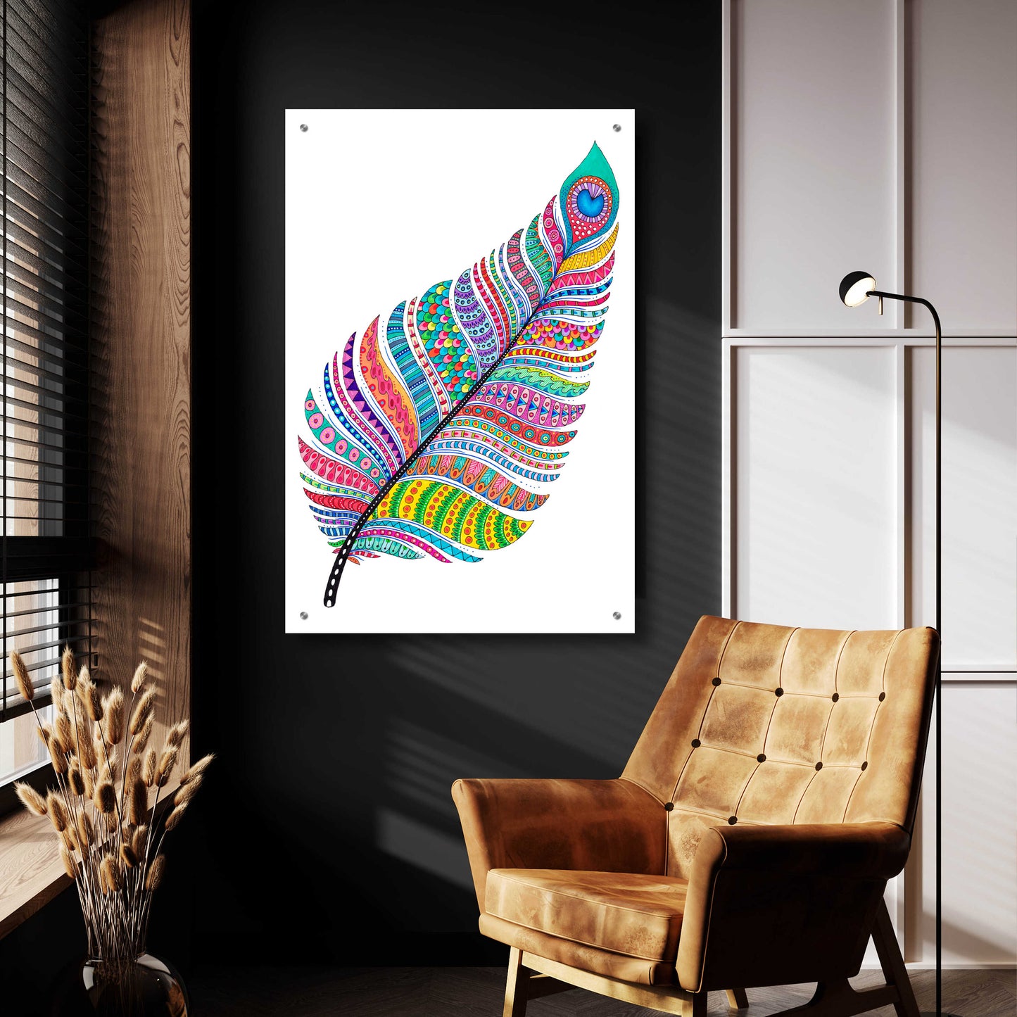 Epic Art 'Single Feather' by Hello Angel, Acrylic Glass Wall Art,24x36