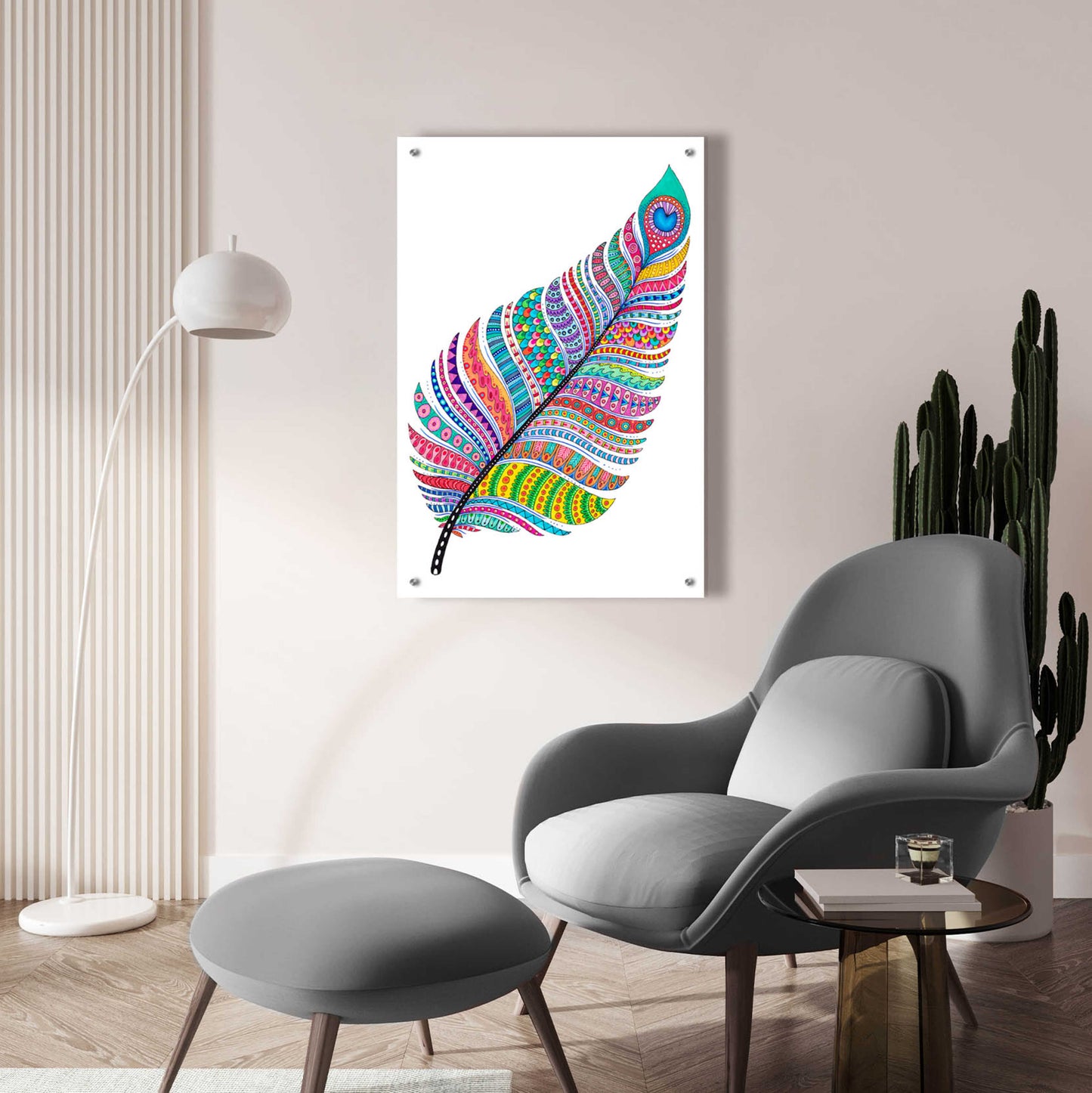 Epic Art 'Single Feather' by Hello Angel, Acrylic Glass Wall Art,24x36