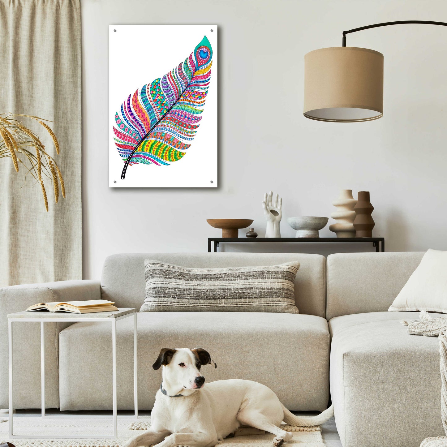 Epic Art 'Single Feather' by Hello Angel, Acrylic Glass Wall Art,24x36