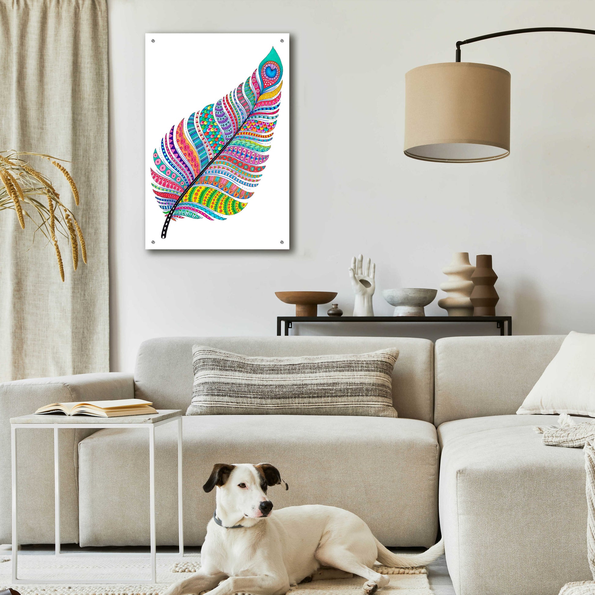 Epic Art 'Single Feather' by Hello Angel, Acrylic Glass Wall Art,24x36