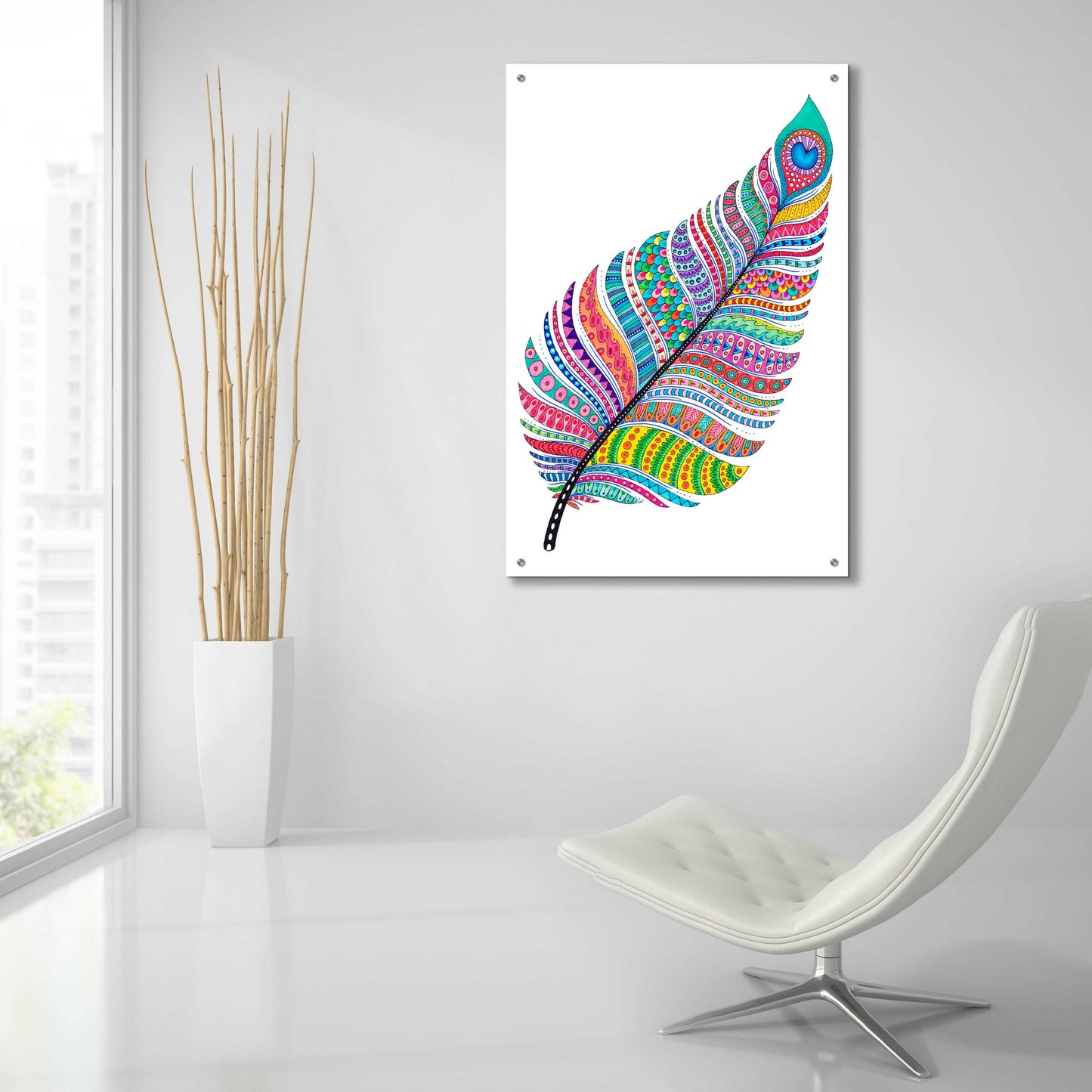 Epic Art 'Single Feather' by Hello Angel, Acrylic Glass Wall Art,24x36