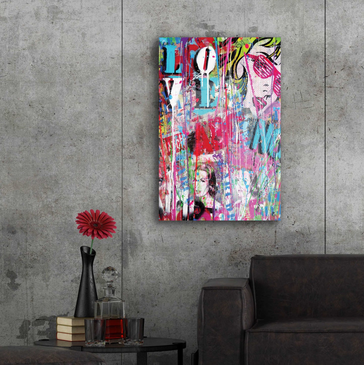 Epic Art 'Pop Love' by David Drioton, Acrylic Glass Wall Art,24x36