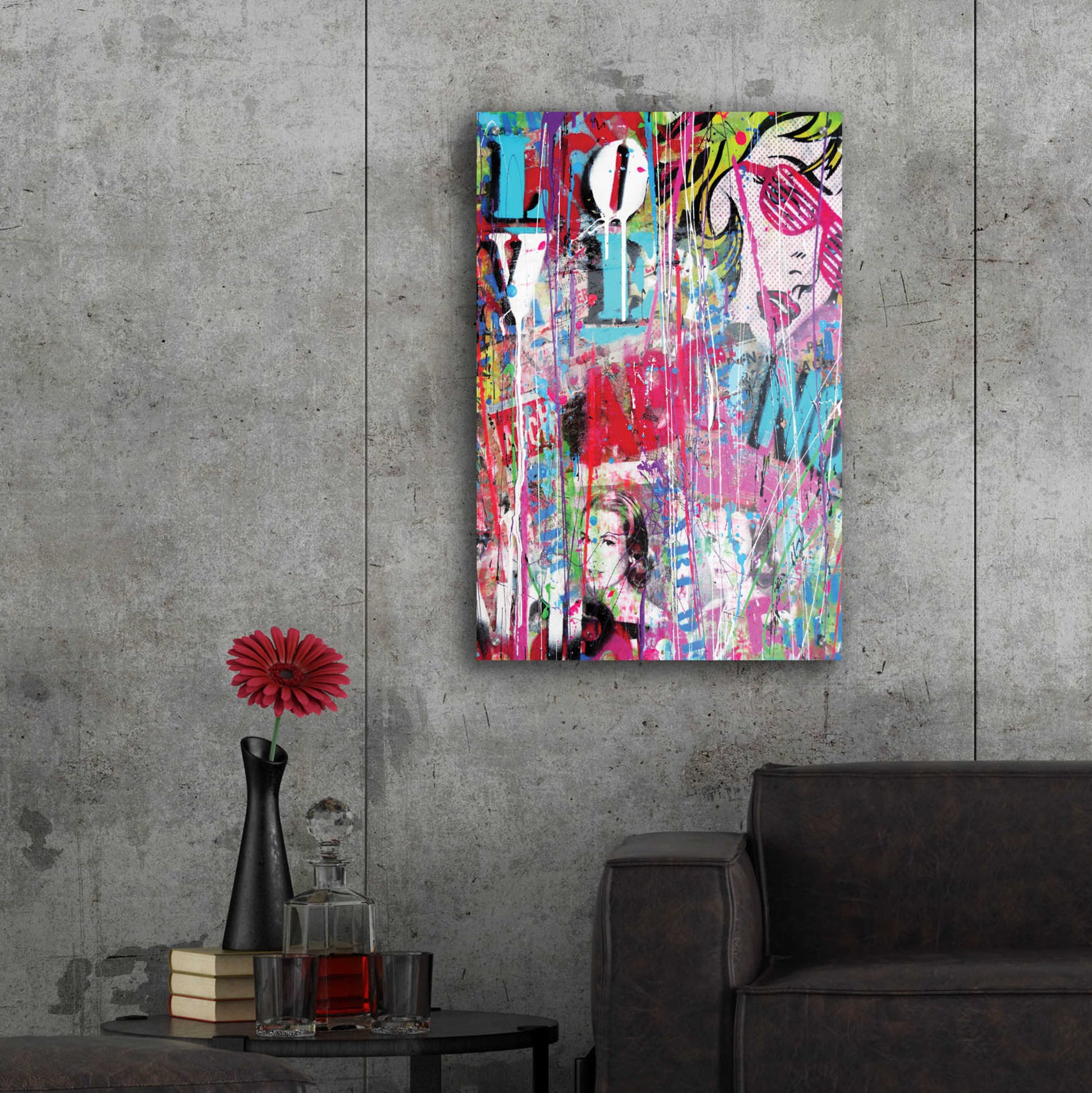 Epic Art 'Pop Love' by David Drioton, Acrylic Glass Wall Art,24x36