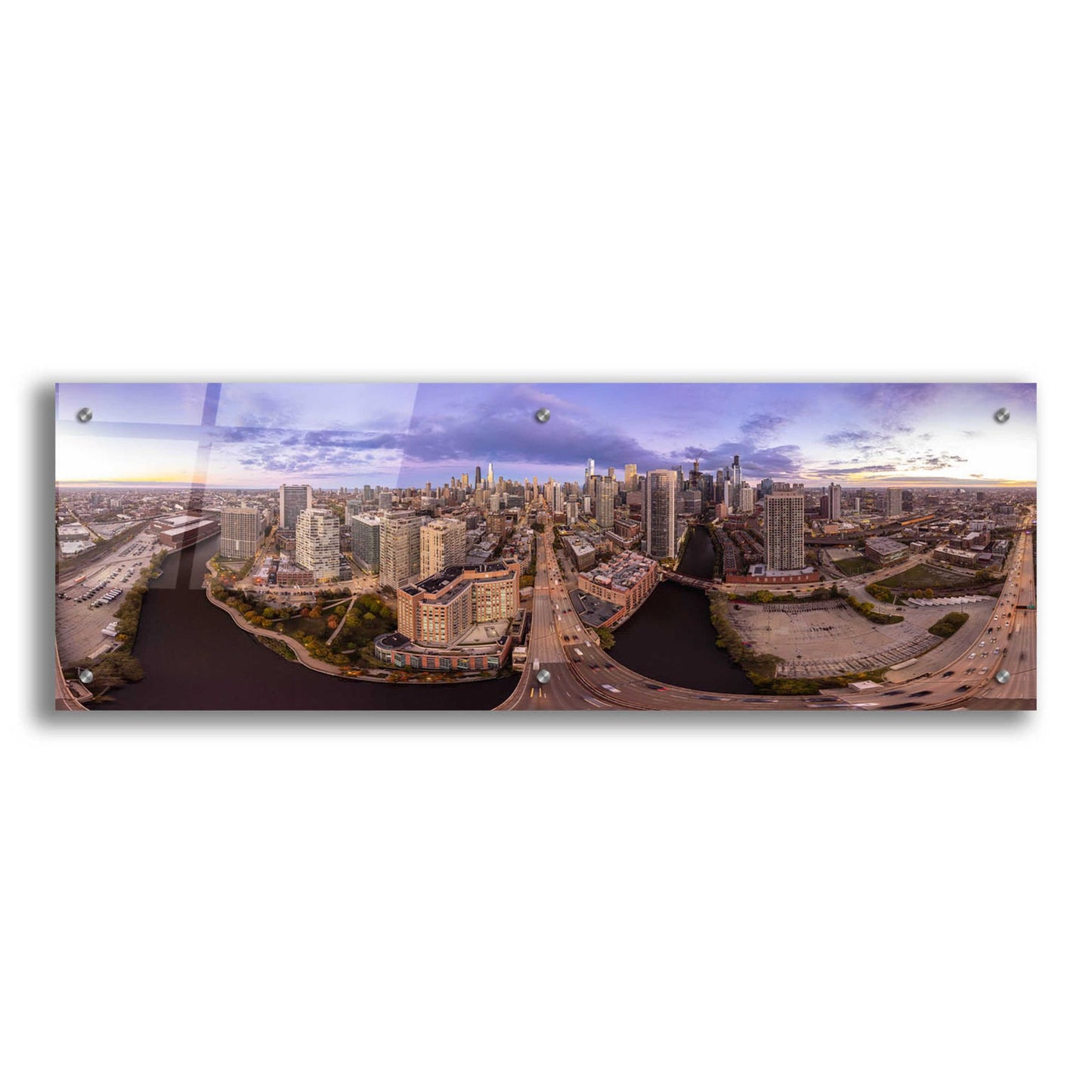 Epic Art 'Lavender Chicago' by Epic Portfolio, Acrylic Glass Wall Art,36x12