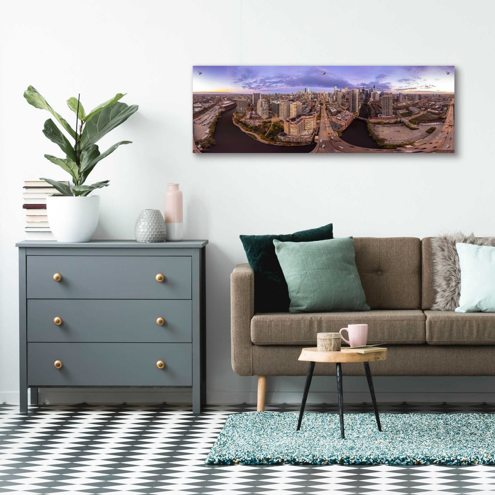 Epic Art 'Lavender Chicago' by Epic Portfolio, Acrylic Glass Wall Art,48x16