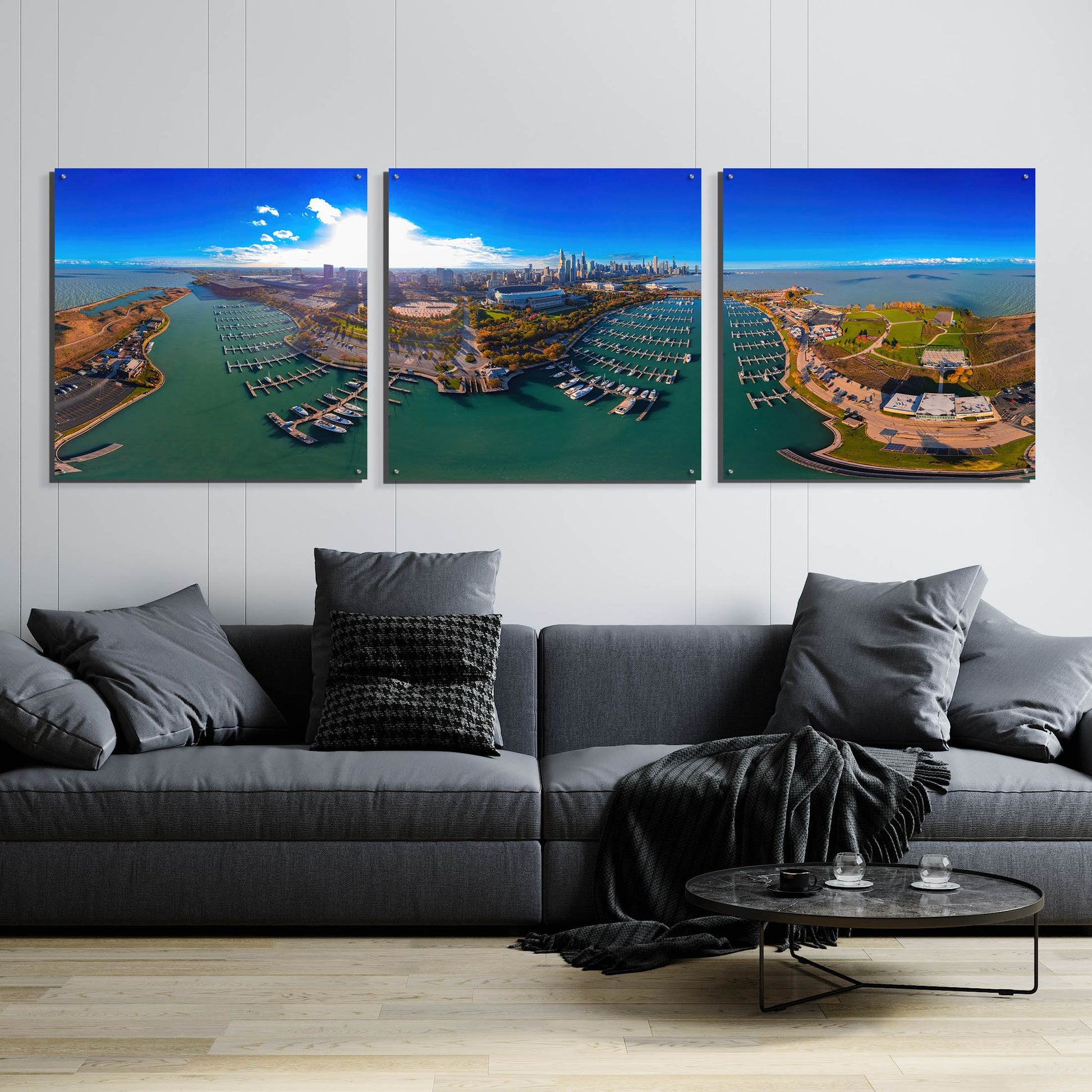 Epic Art 'Chicago Blues' by Epic Portfolio, Acrylic Glass Wall Art, 3 Piece Set,108x36