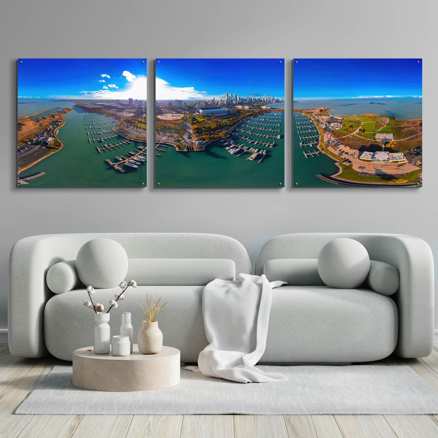 Epic Art 'Chicago Blues' by Epic Portfolio, Acrylic Glass Wall Art, 3 Piece Set,108x36