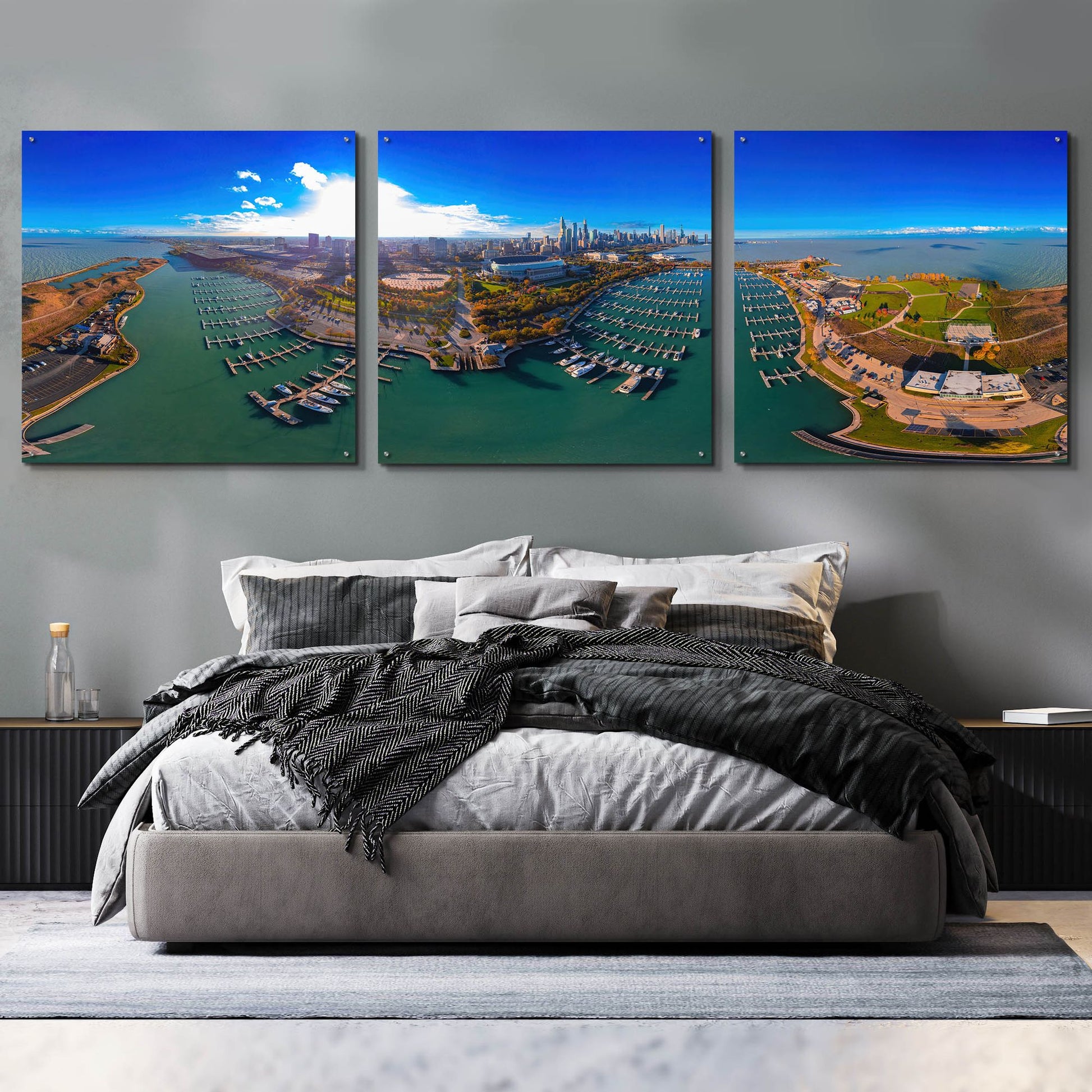 Epic Art 'Chicago Blues' by Epic Portfolio, Acrylic Glass Wall Art, 3 Piece Set,108x36