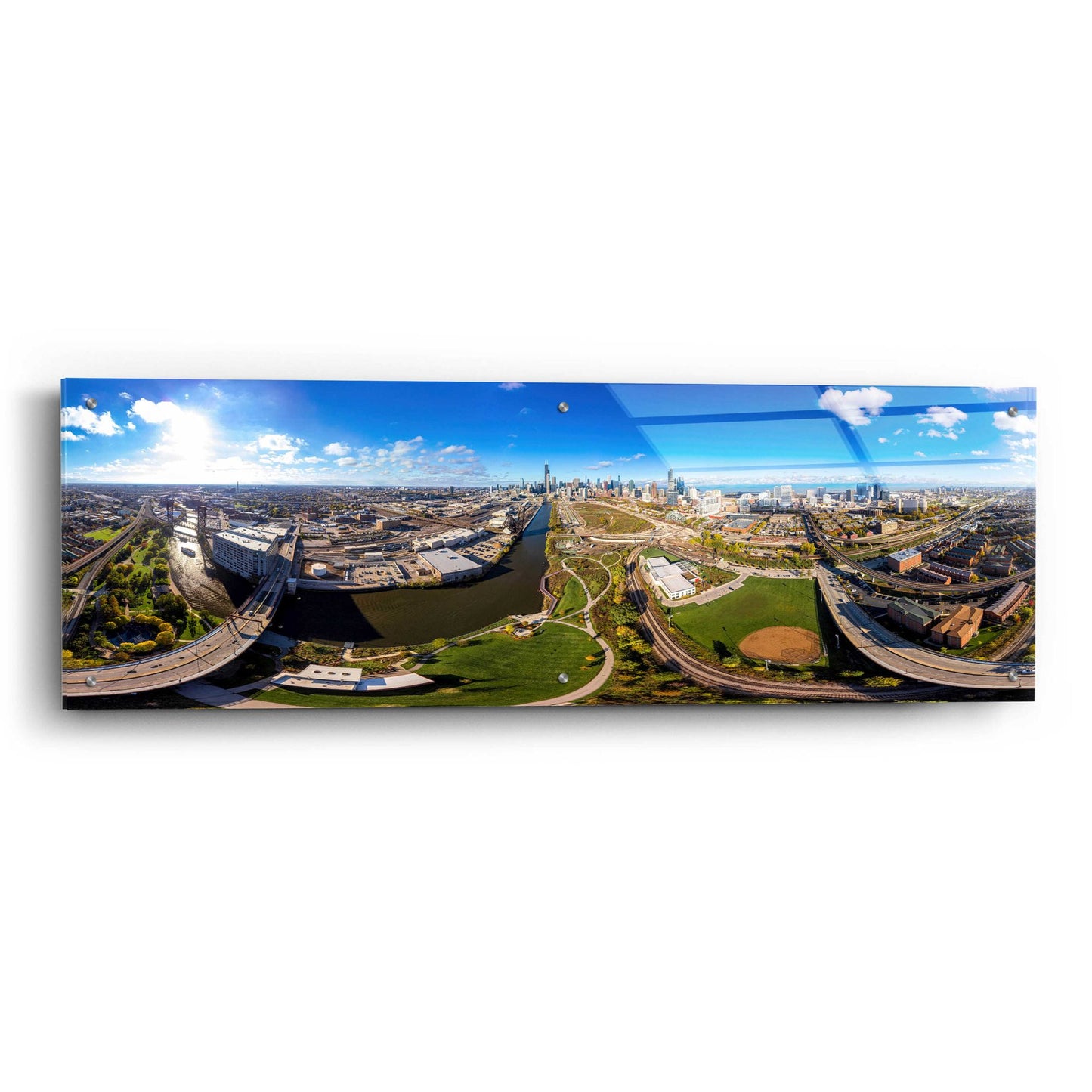 Epic Art 'Chicago Views' by Epic Portfolio, Acrylic Glass Wall Art,48x16