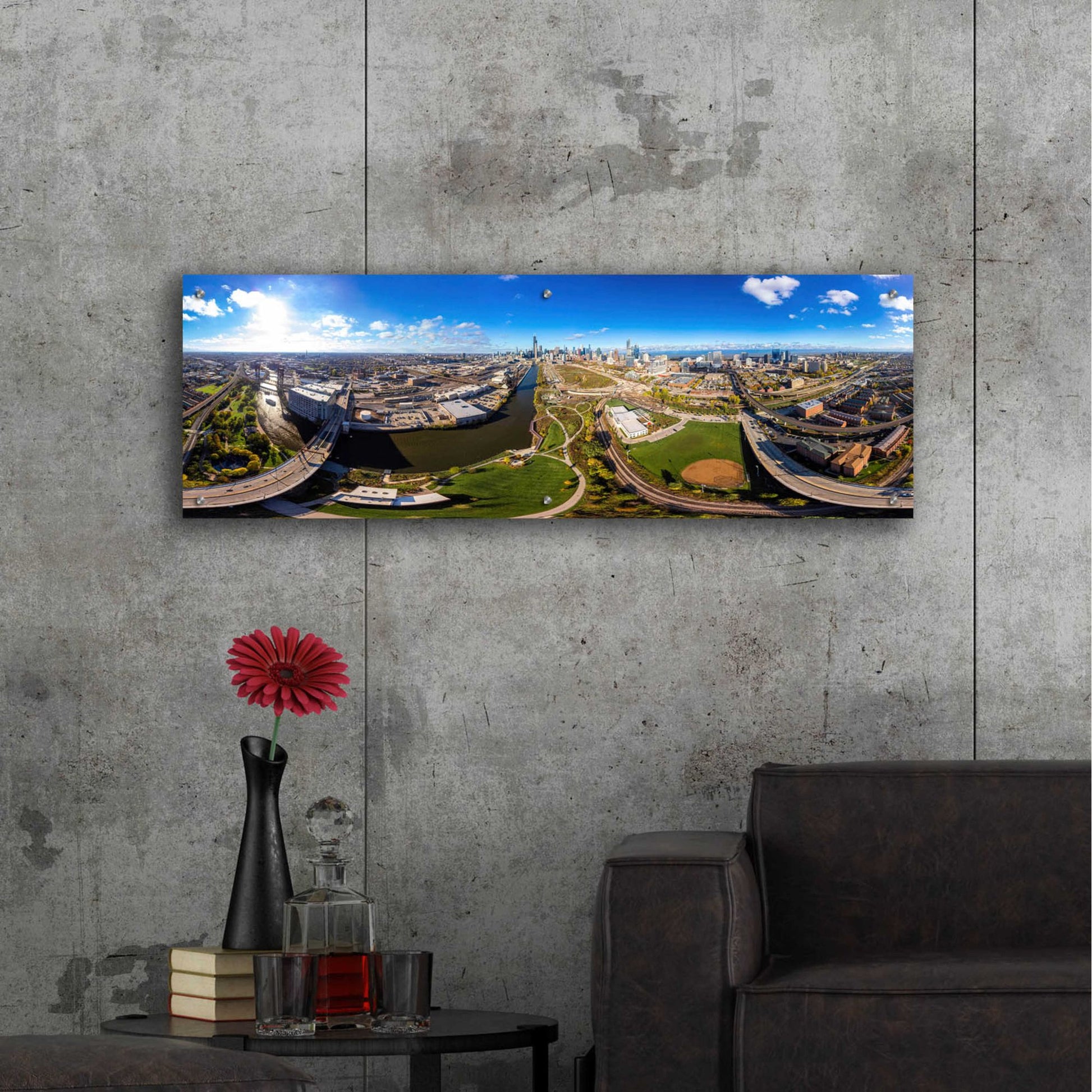 Epic Art 'Chicago Views' by Epic Portfolio, Acrylic Glass Wall Art,48x16