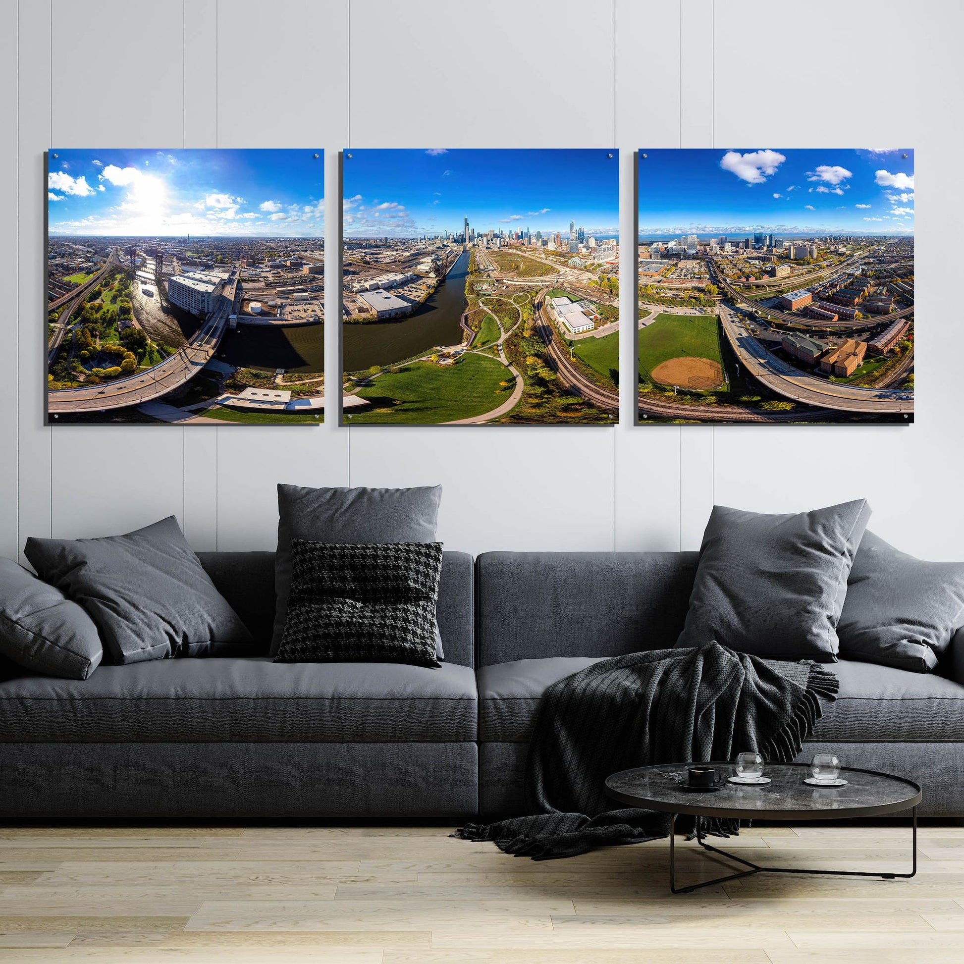 Epic Art 'Chicago Views' by Epic Portfolio, Acrylic Glass Wall Art, 3 Piece Set,108x36