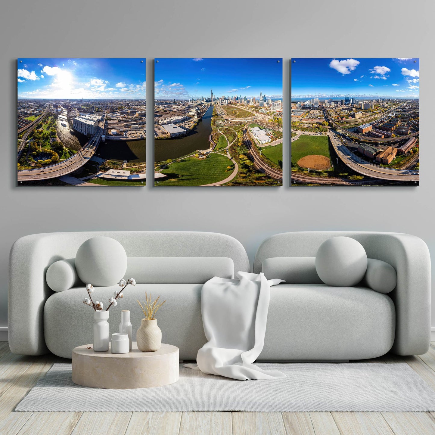 Epic Art 'Chicago Views' by Epic Portfolio, Acrylic Glass Wall Art, 3 Piece Set,108x36