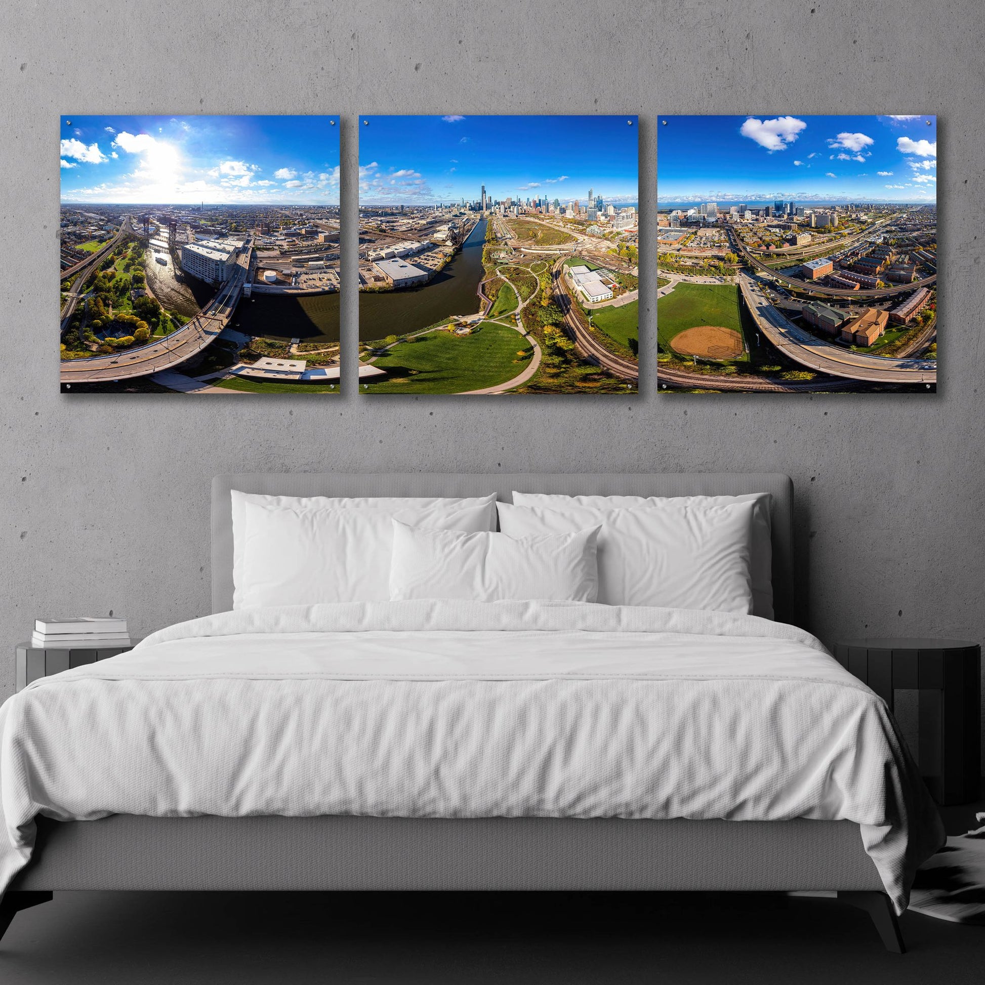 Epic Art 'Chicago Views' by Epic Portfolio, Acrylic Glass Wall Art, 3 Piece Set,108x36