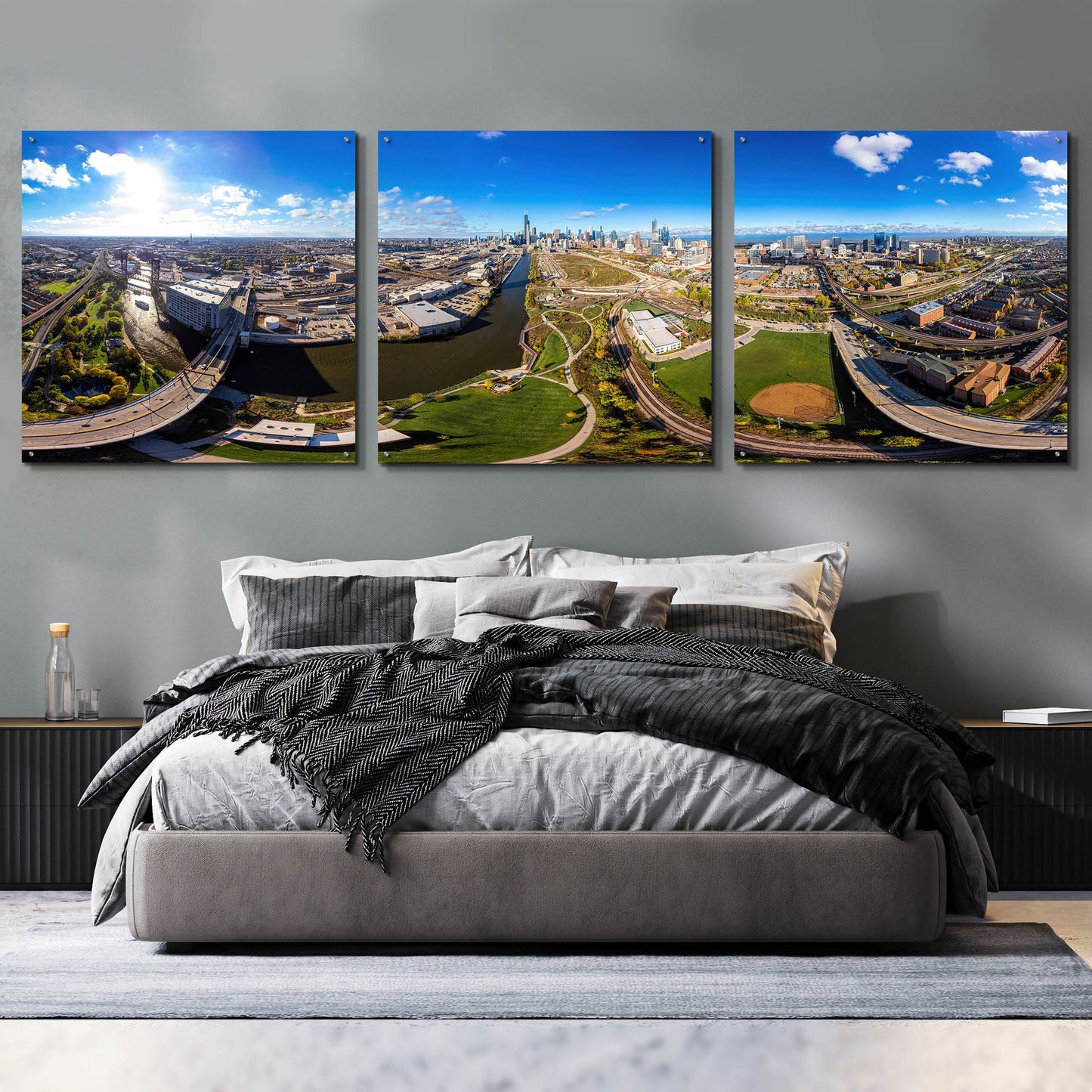 Epic Art 'Chicago Views' by Epic Portfolio, Acrylic Glass Wall Art, 3 Piece Set,108x36