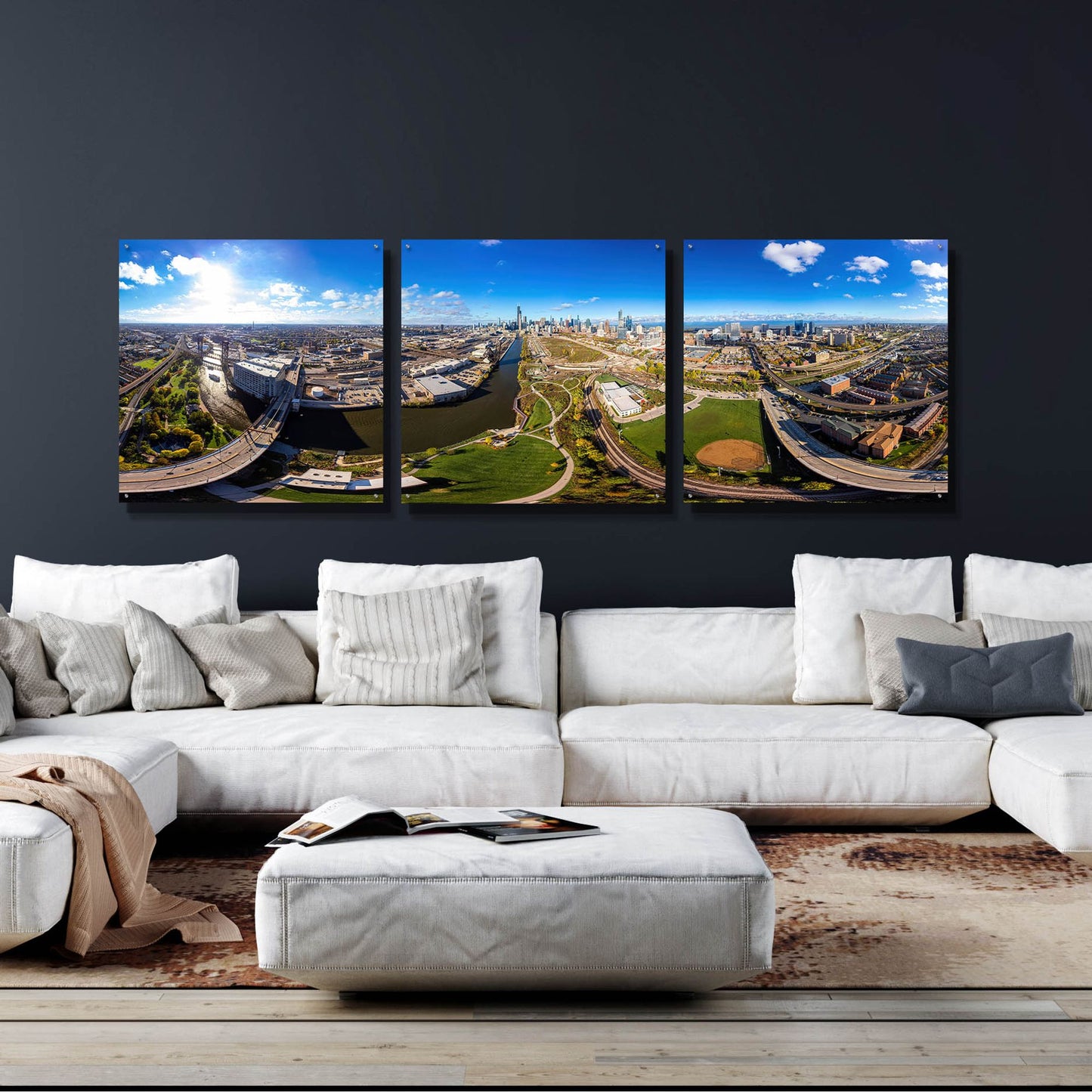 Epic Art 'Chicago Views' by Epic Portfolio, Acrylic Glass Wall Art, 3 Piece Set,108x36