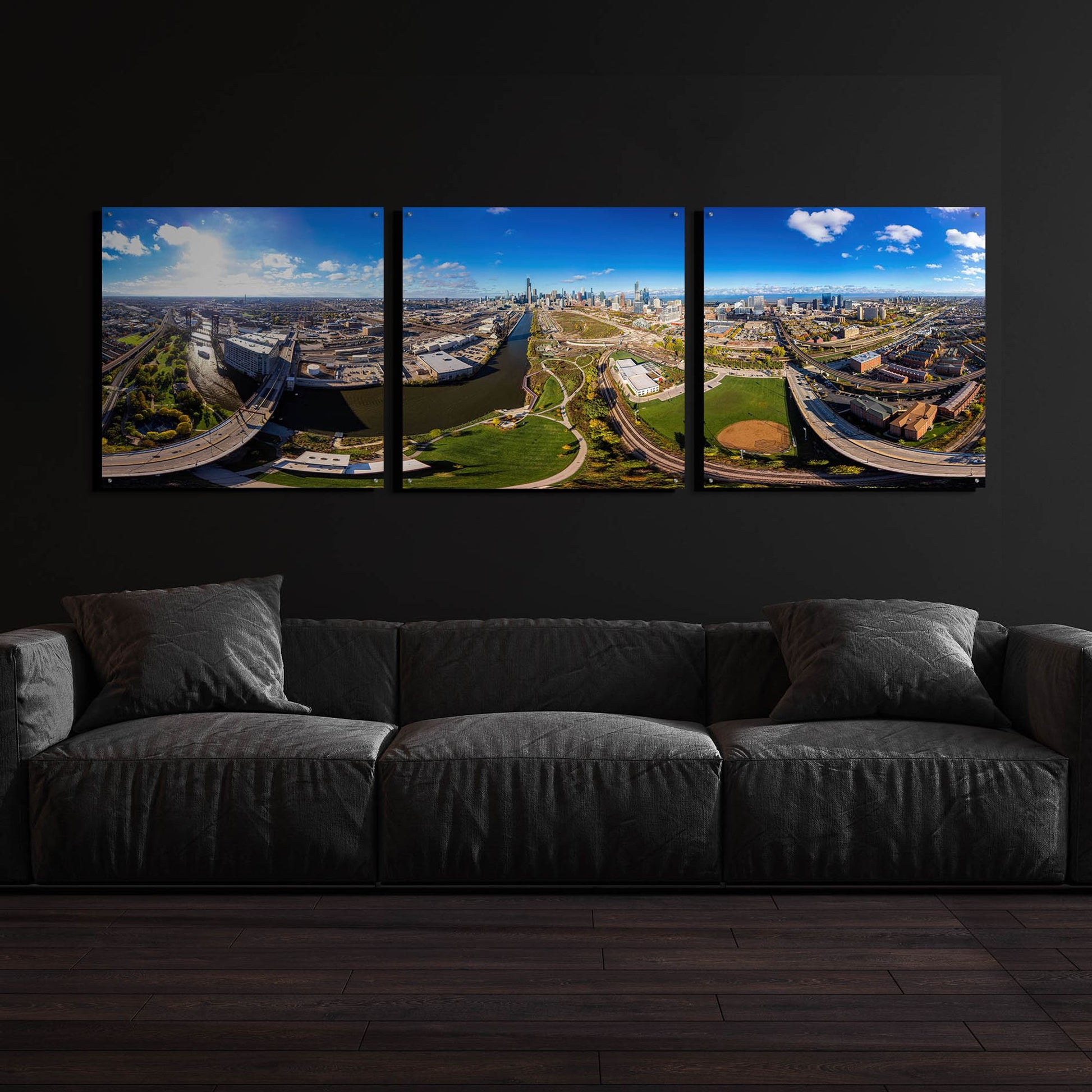 Epic Art 'Chicago Views' by Epic Portfolio, Acrylic Glass Wall Art, 3 Piece Set,108x36