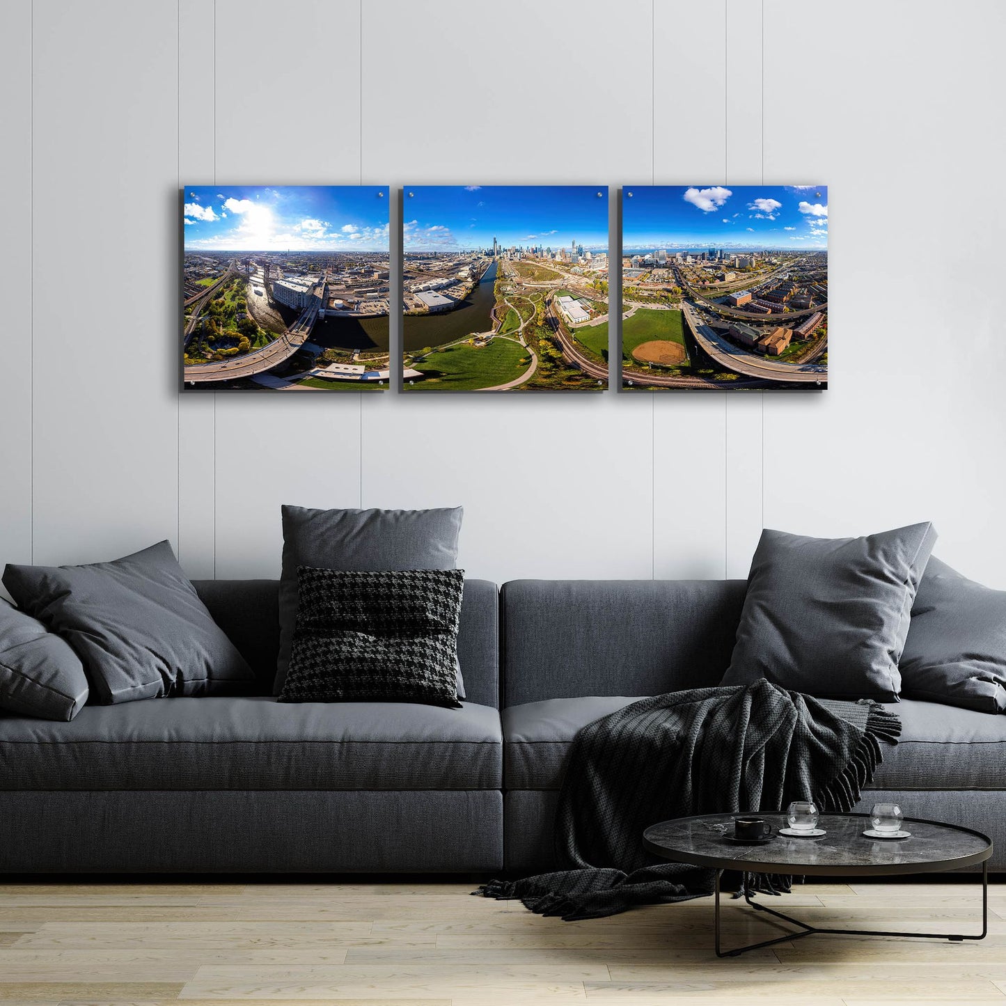 Epic Art 'Chicago Views' by Epic Portfolio, Acrylic Glass Wall Art, 3 Piece Set,72x24