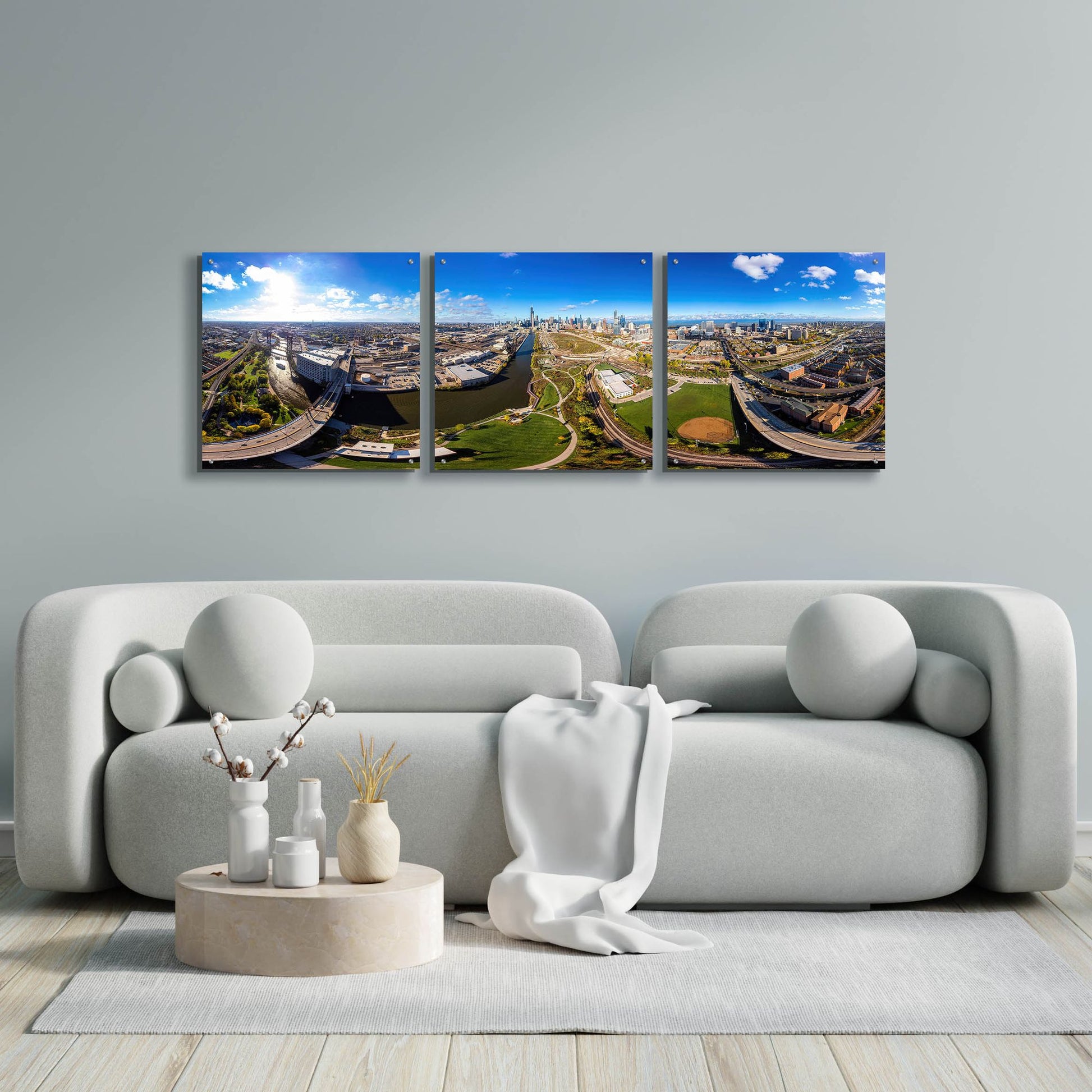 Epic Art 'Chicago Views' by Epic Portfolio, Acrylic Glass Wall Art, 3 Piece Set,72x24