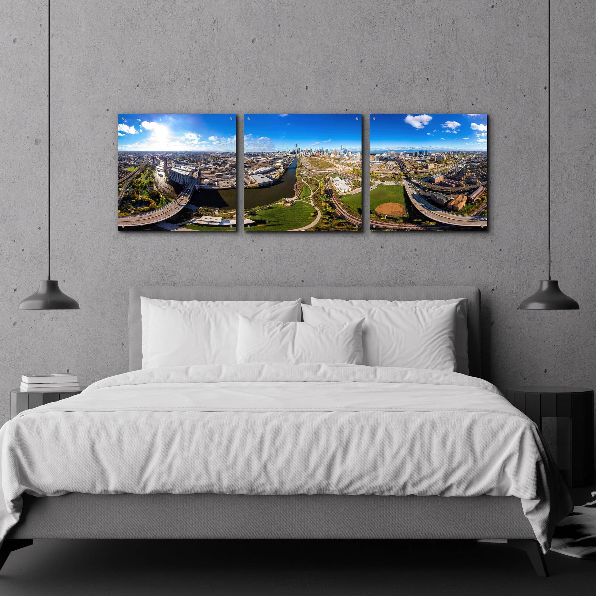 Epic Art 'Chicago Views' by Epic Portfolio, Acrylic Glass Wall Art, 3 Piece Set,72x24