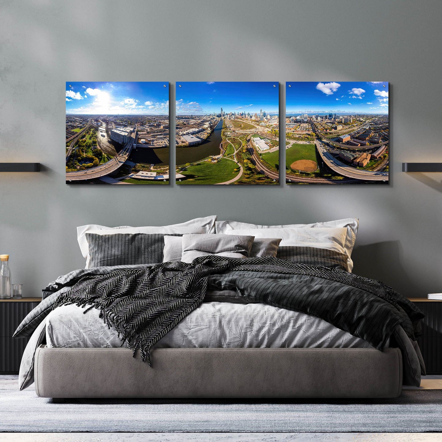 Epic Art 'Chicago Views' by Epic Portfolio, Acrylic Glass Wall Art, 3 Piece Set,72x24