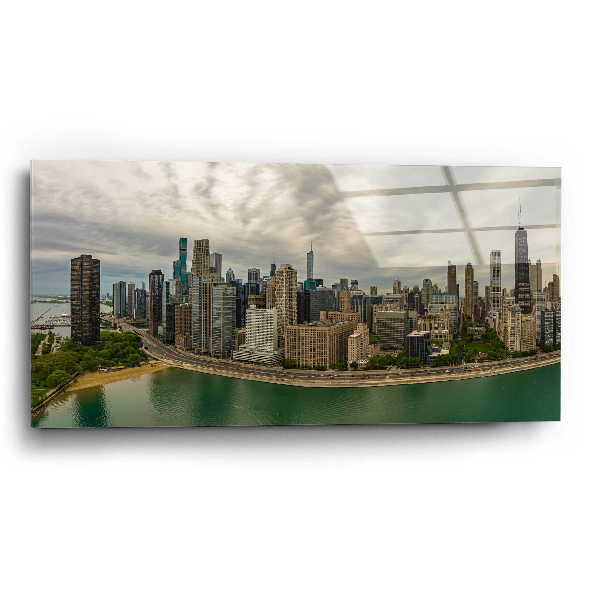 Epic Art 'Cloudy Chicago 2' by Epic Portfolio, Acrylic Glass Wall Art,24x12