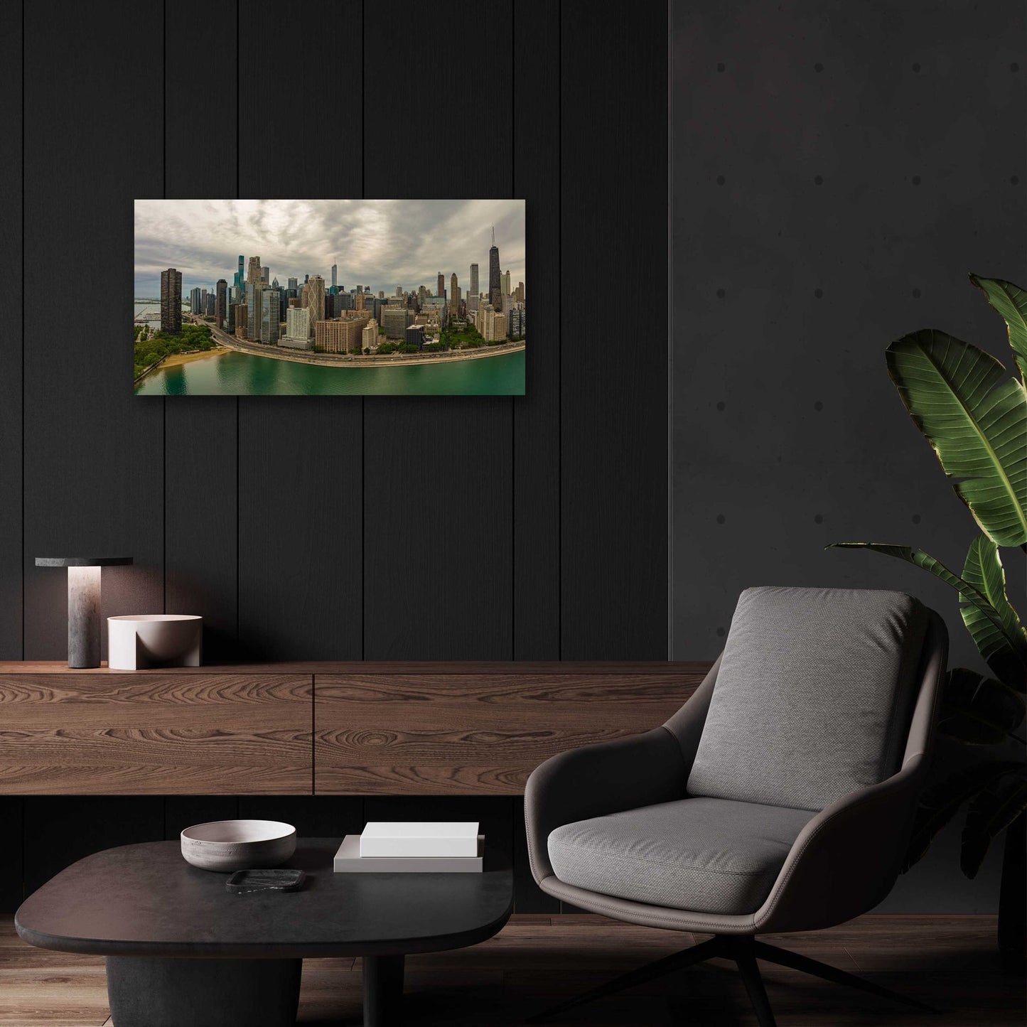 Epic Art 'Cloudy Chicago 2' by Epic Portfolio, Acrylic Glass Wall Art,24x12