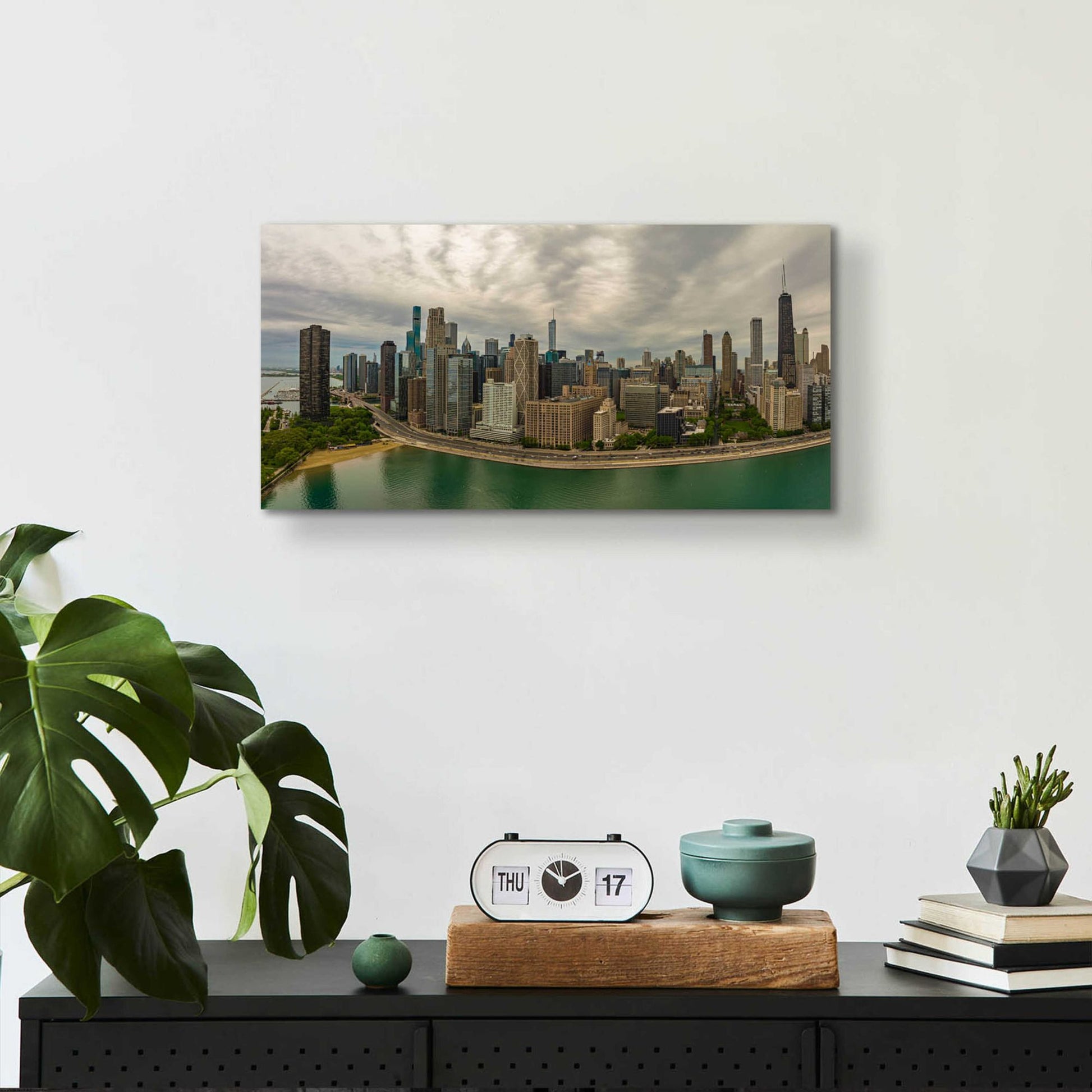 Epic Art 'Cloudy Chicago 2' by Epic Portfolio, Acrylic Glass Wall Art,24x12