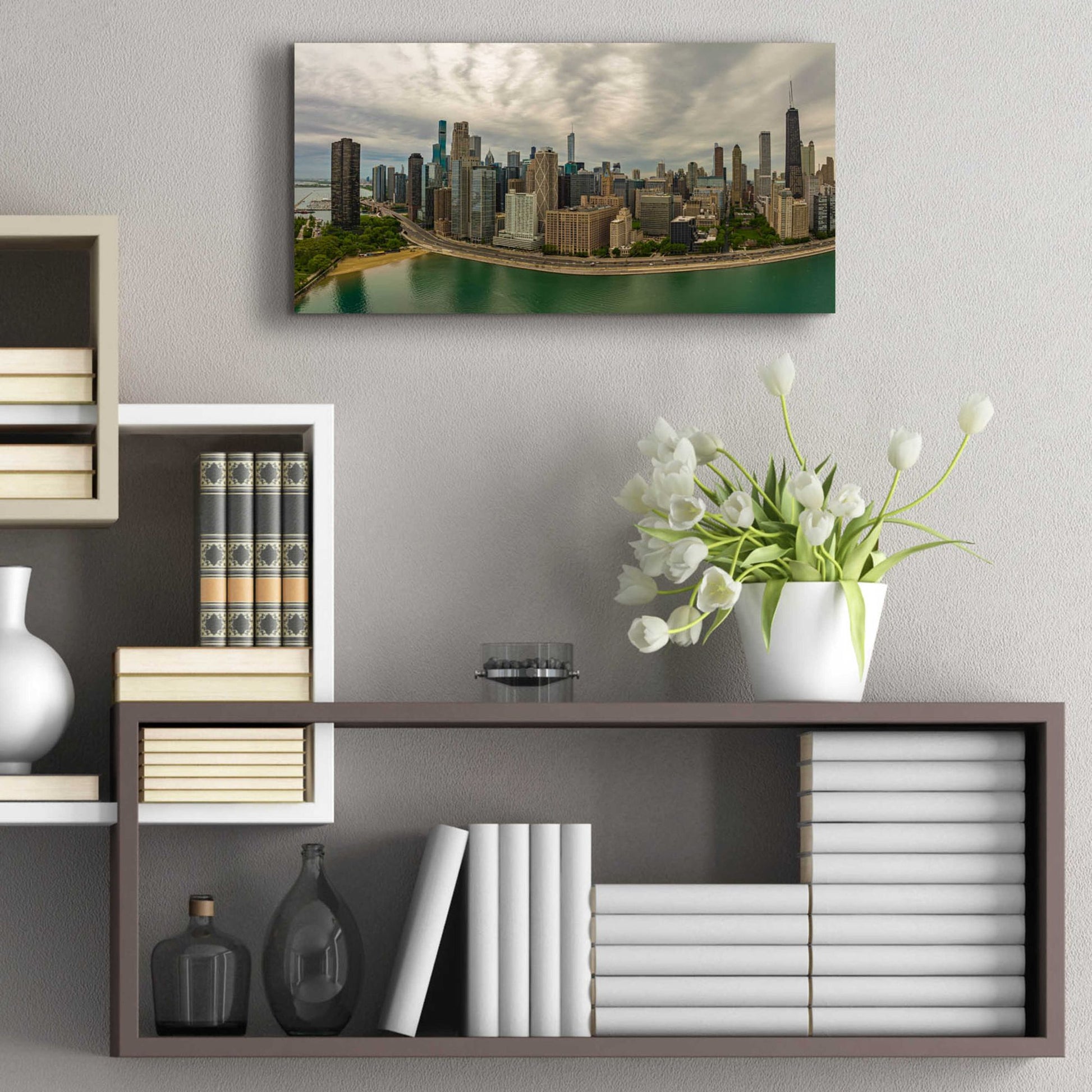 Epic Art 'Cloudy Chicago 2' by Epic Portfolio, Acrylic Glass Wall Art,24x12