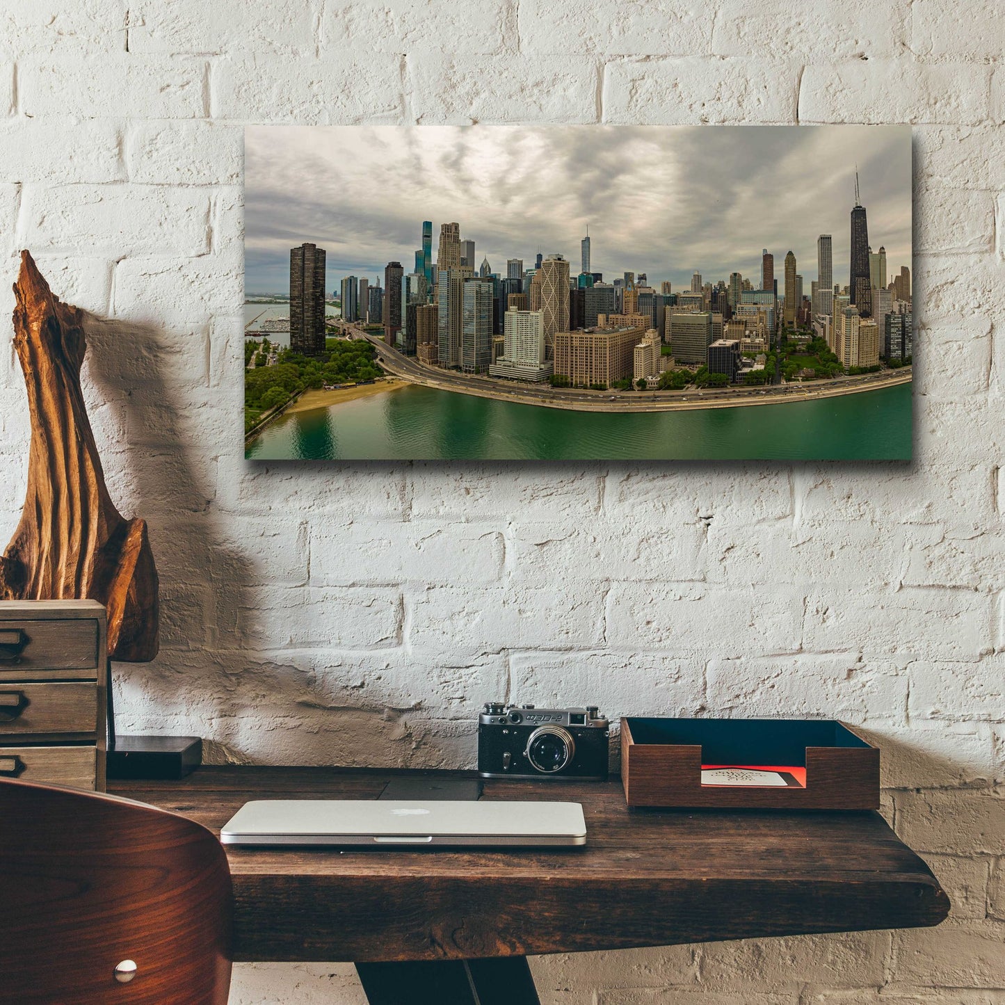 Epic Art 'Cloudy Chicago 2' by Epic Portfolio, Acrylic Glass Wall Art,24x12