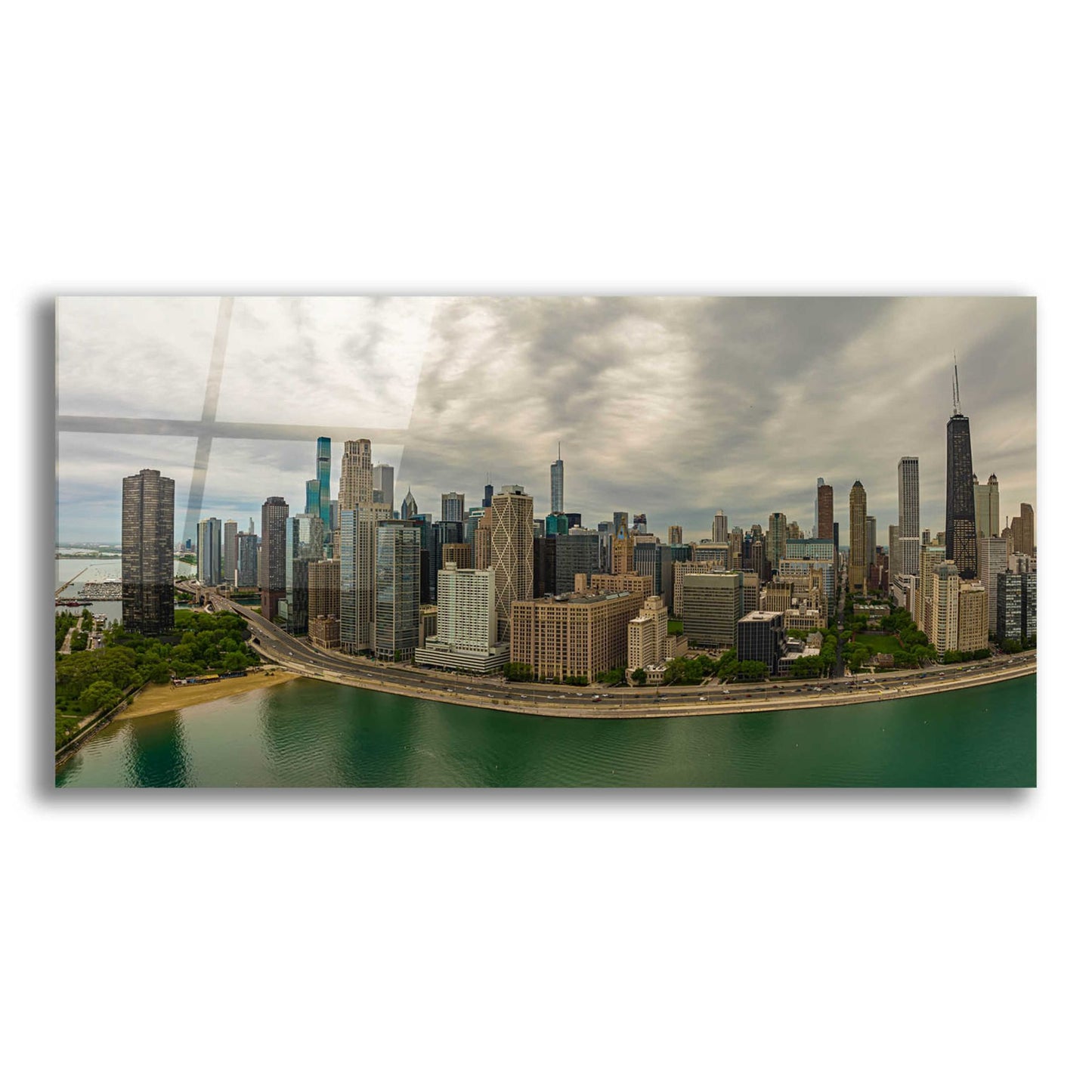 Epic Art 'Cloudy Chicago 2' by Epic Portfolio, Acrylic Glass Wall Art,24x12