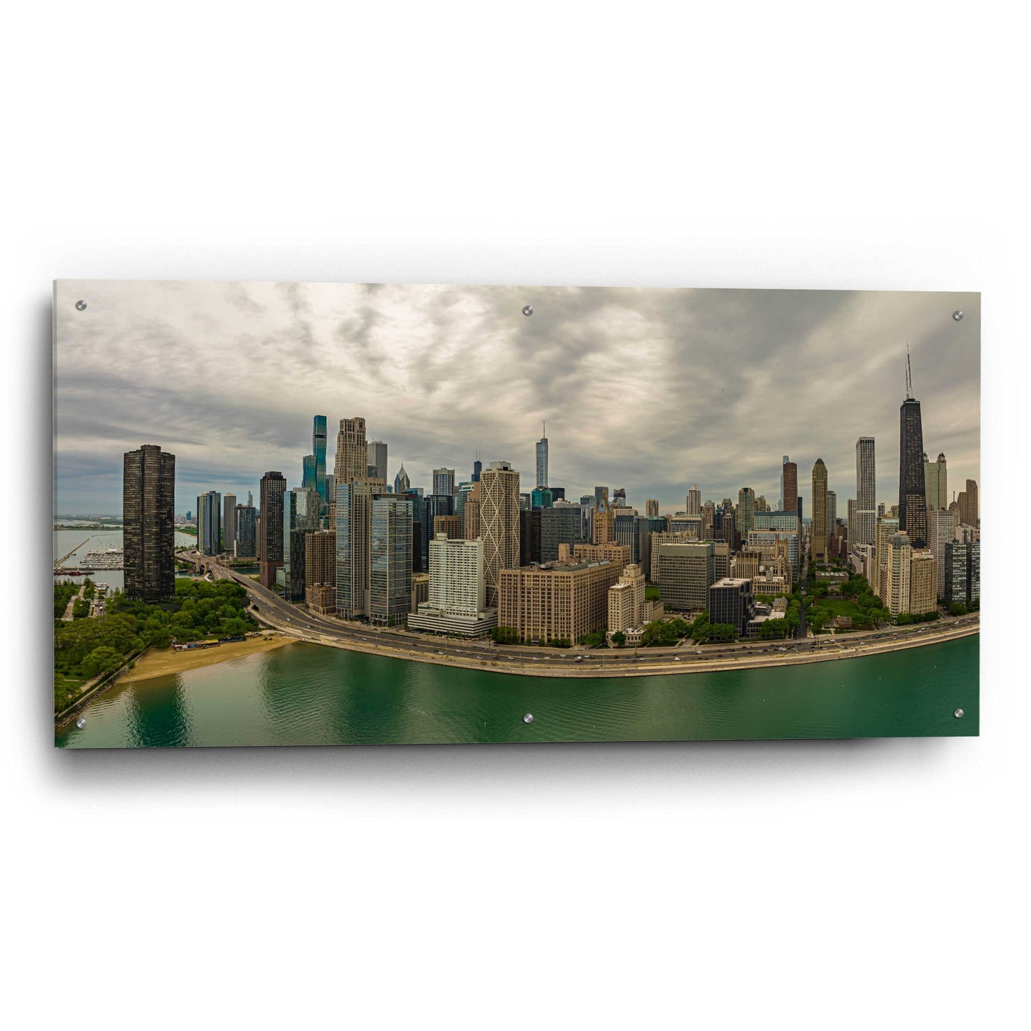 Epic Art 'Cloudy Chicago 2' by Epic Portfolio, Acrylic Glass Wall Art,48x24