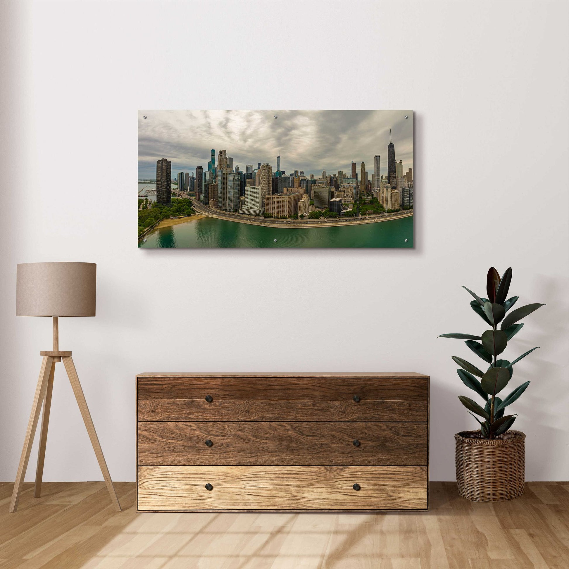 Epic Art 'Cloudy Chicago 2' by Epic Portfolio, Acrylic Glass Wall Art,48x24