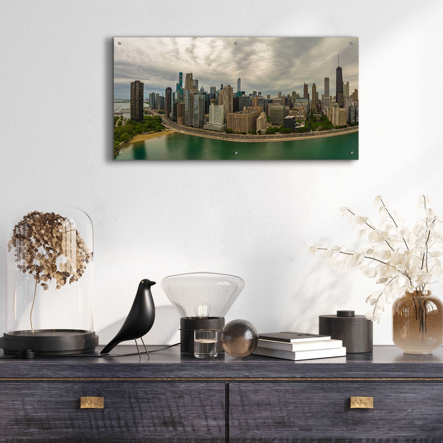 Epic Art 'Cloudy Chicago 2' by Epic Portfolio, Acrylic Glass Wall Art,48x24