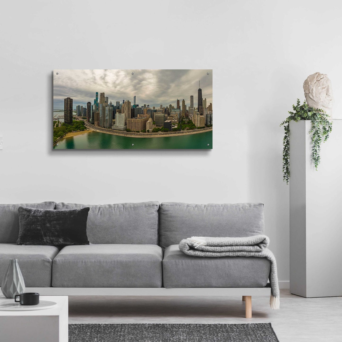 Epic Art 'Cloudy Chicago 2' by Epic Portfolio, Acrylic Glass Wall Art,48x24