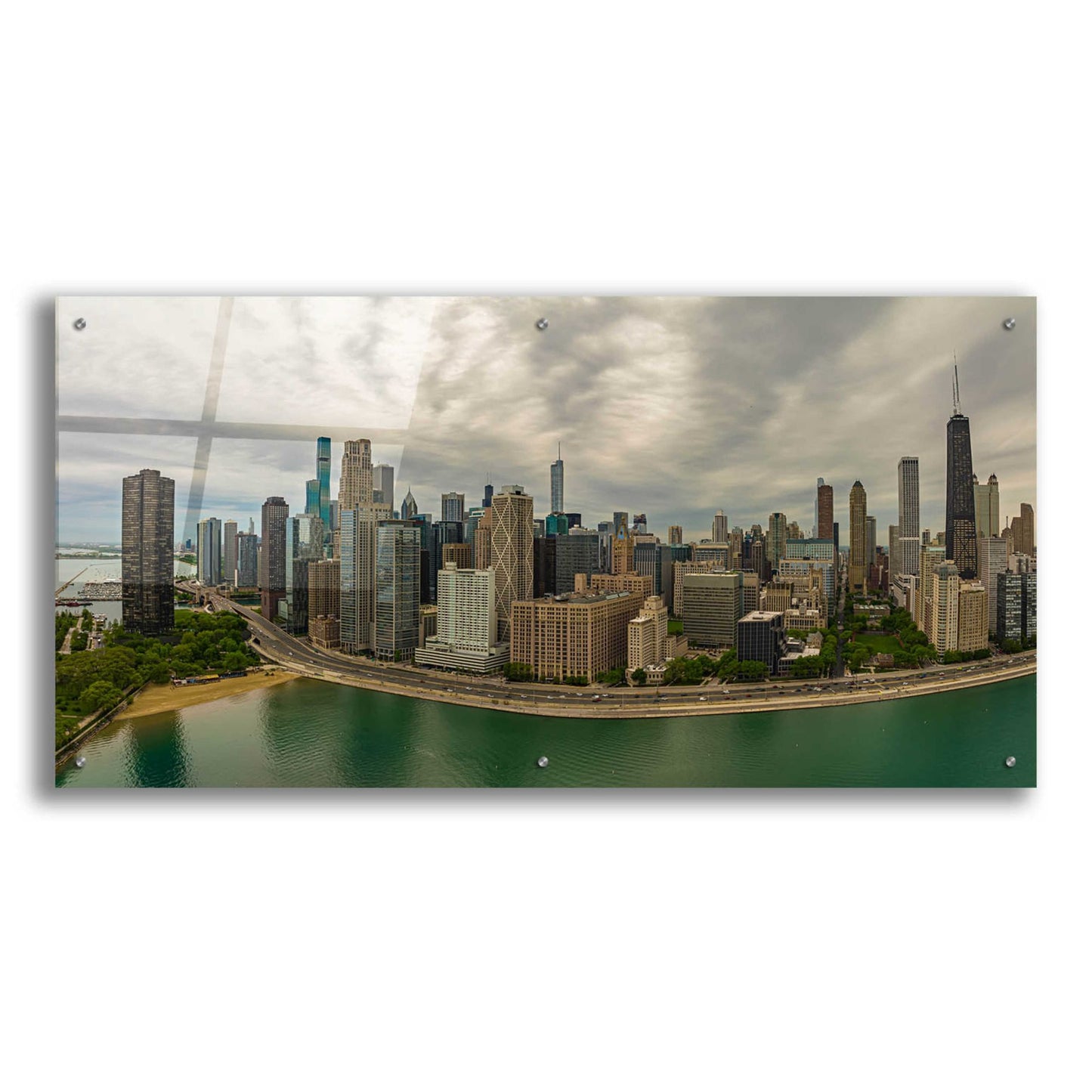 Epic Art 'Cloudy Chicago 2' by Epic Portfolio, Acrylic Glass Wall Art,48x24