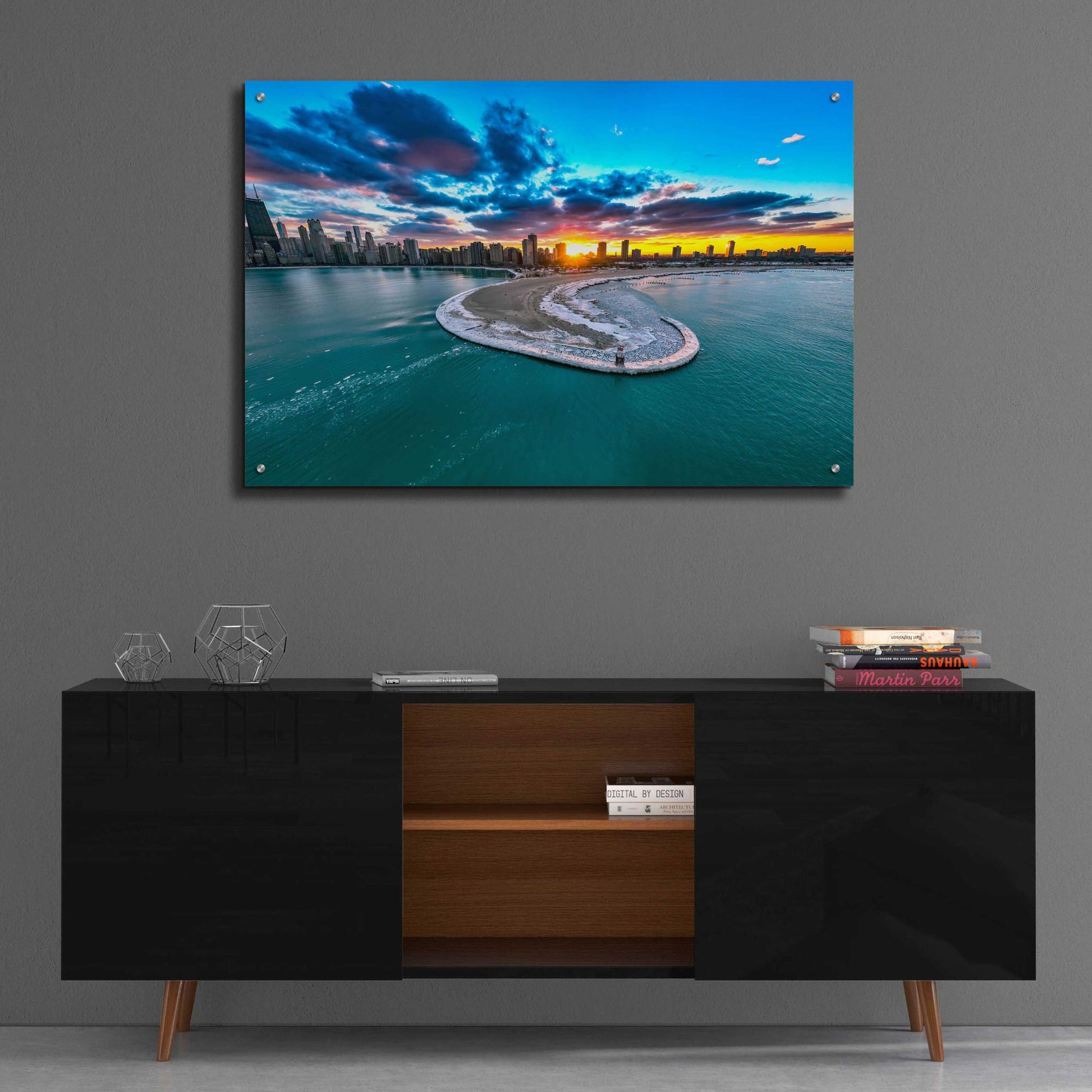 Epic Art 'Fiery Chicago Sunset' by Epic Portfolio, Acrylic Glass Wall Art,36x24