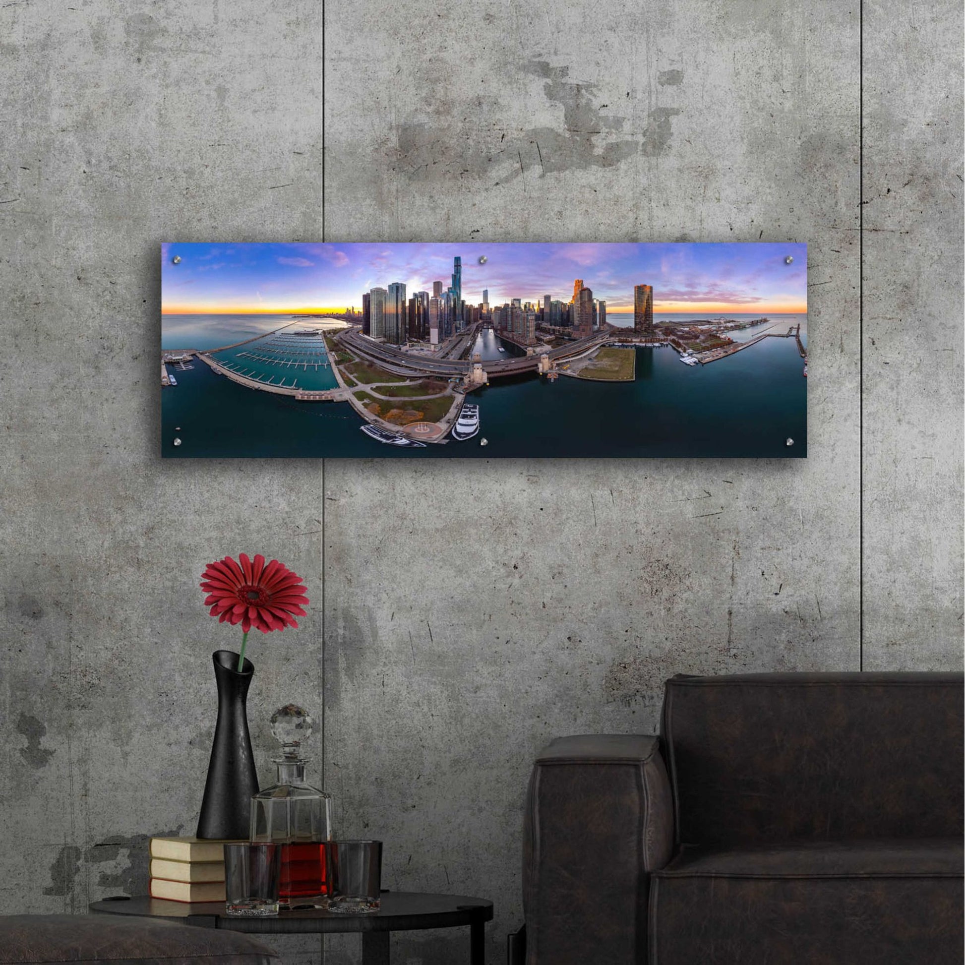 Epic Art 'Colorful Fall in Chicago' by Epic Portfolio, Acrylic Glass Wall Art,48x16