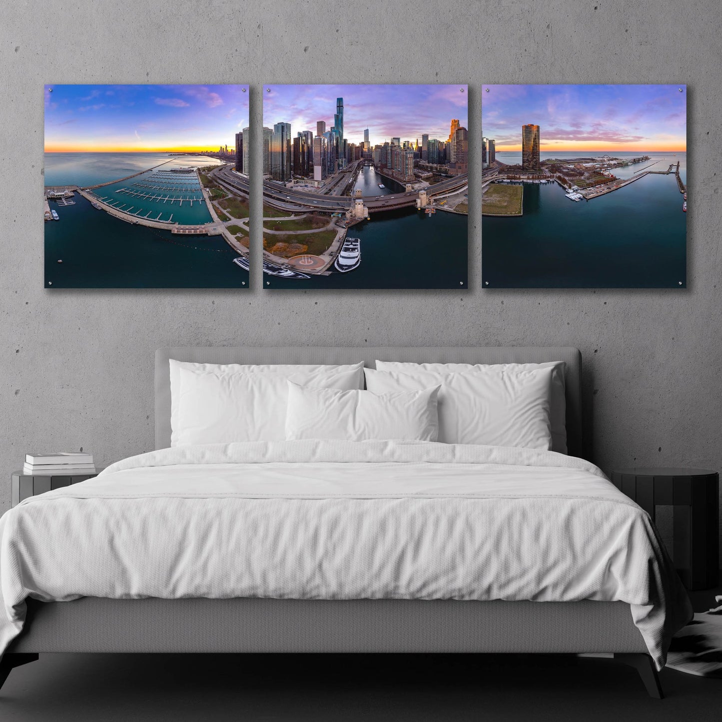 Epic Art 'Colorful Fall in Chicago' by Epic Portfolio, Acrylic Glass Wall Art, 3 Piece Set,108x36