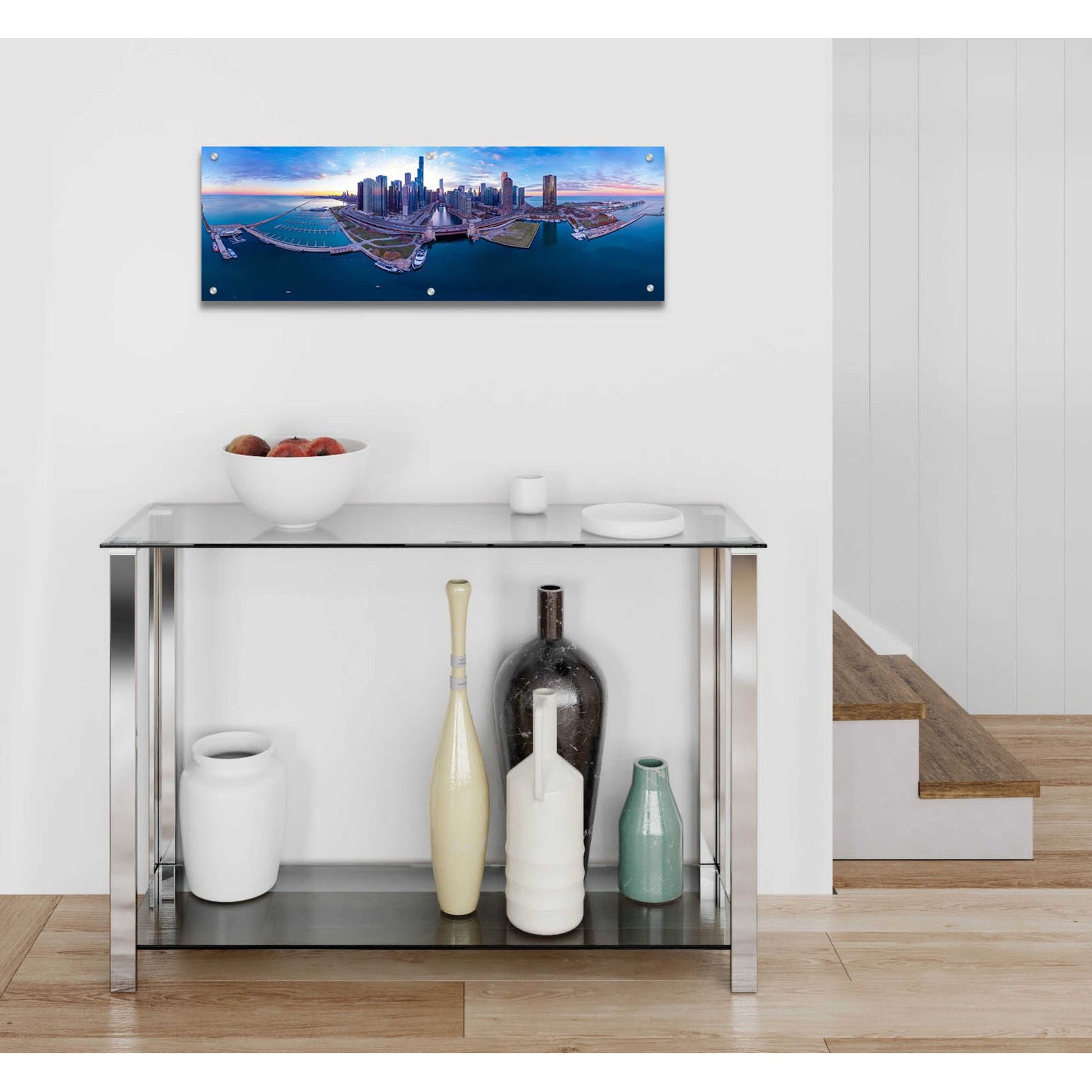 Epic Art 'Cotton Candy Sunset in Chicago' by Epic Portfolio, Acrylic Glass Wall Art,36x12