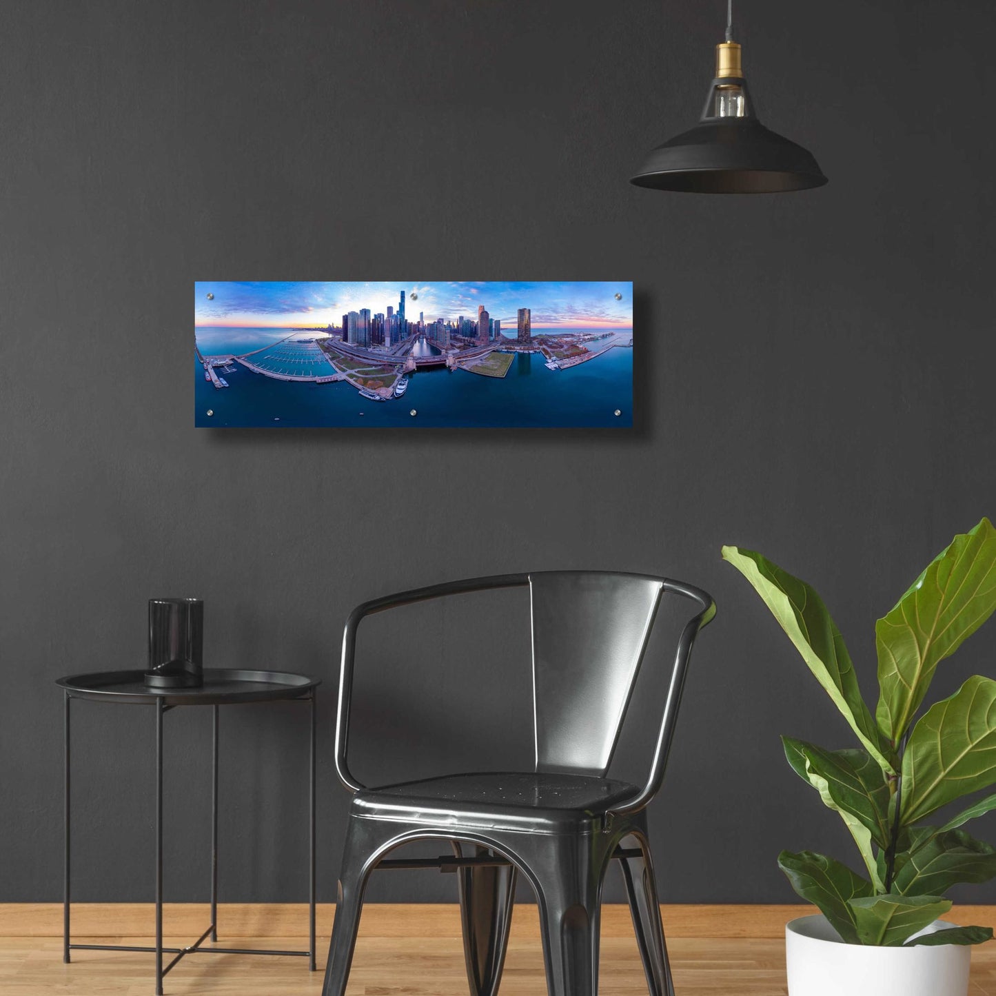 Epic Art 'Cotton Candy Sunset in Chicago' by Epic Portfolio, Acrylic Glass Wall Art,36x12