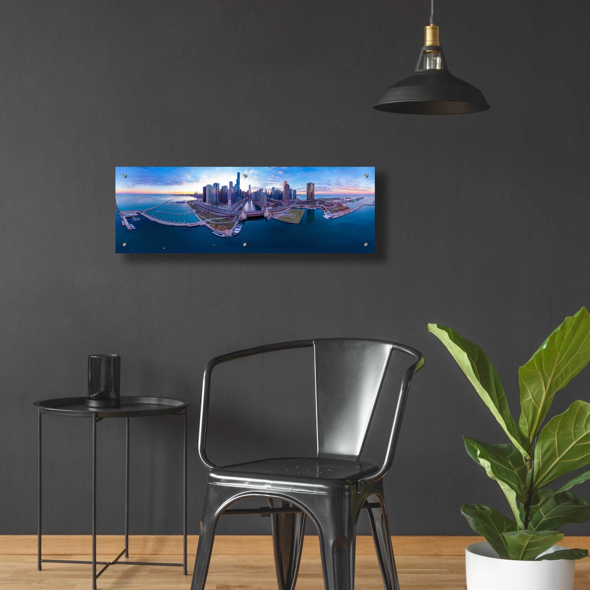 Epic Art 'Cotton Candy Sunset in Chicago' by Epic Portfolio, Acrylic Glass Wall Art,36x12