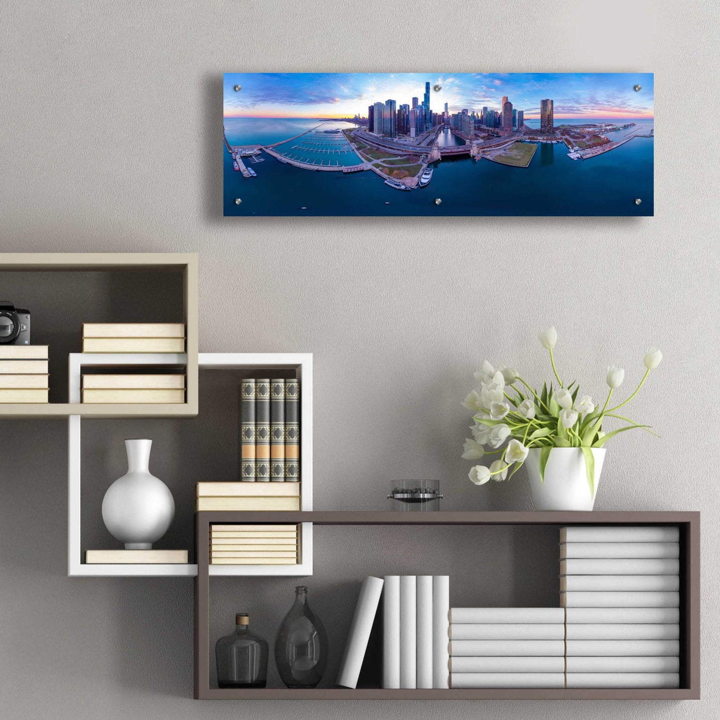 Epic Art 'Cotton Candy Sunset in Chicago' by Epic Portfolio, Acrylic Glass Wall Art,36x12