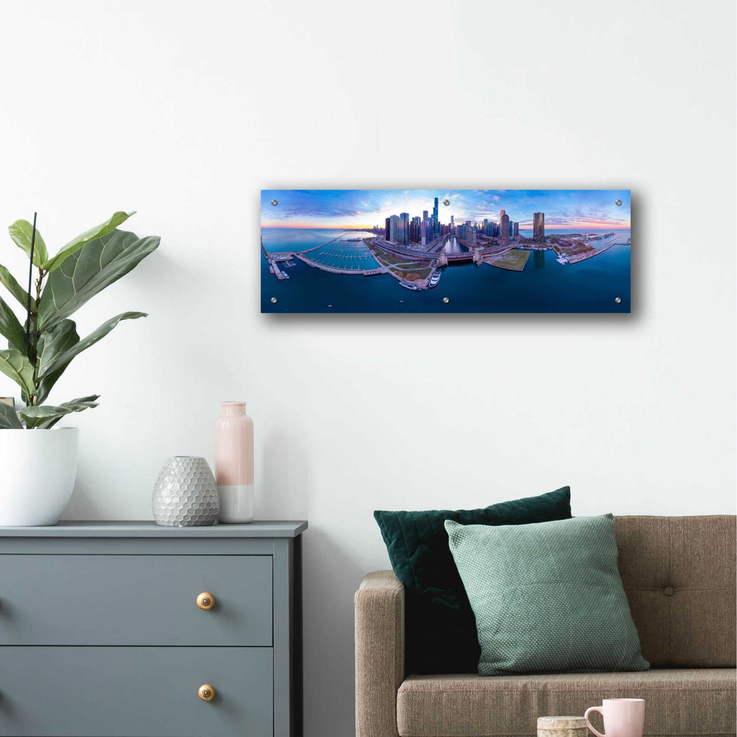 Epic Art 'Cotton Candy Sunset in Chicago' by Epic Portfolio, Acrylic Glass Wall Art,36x12