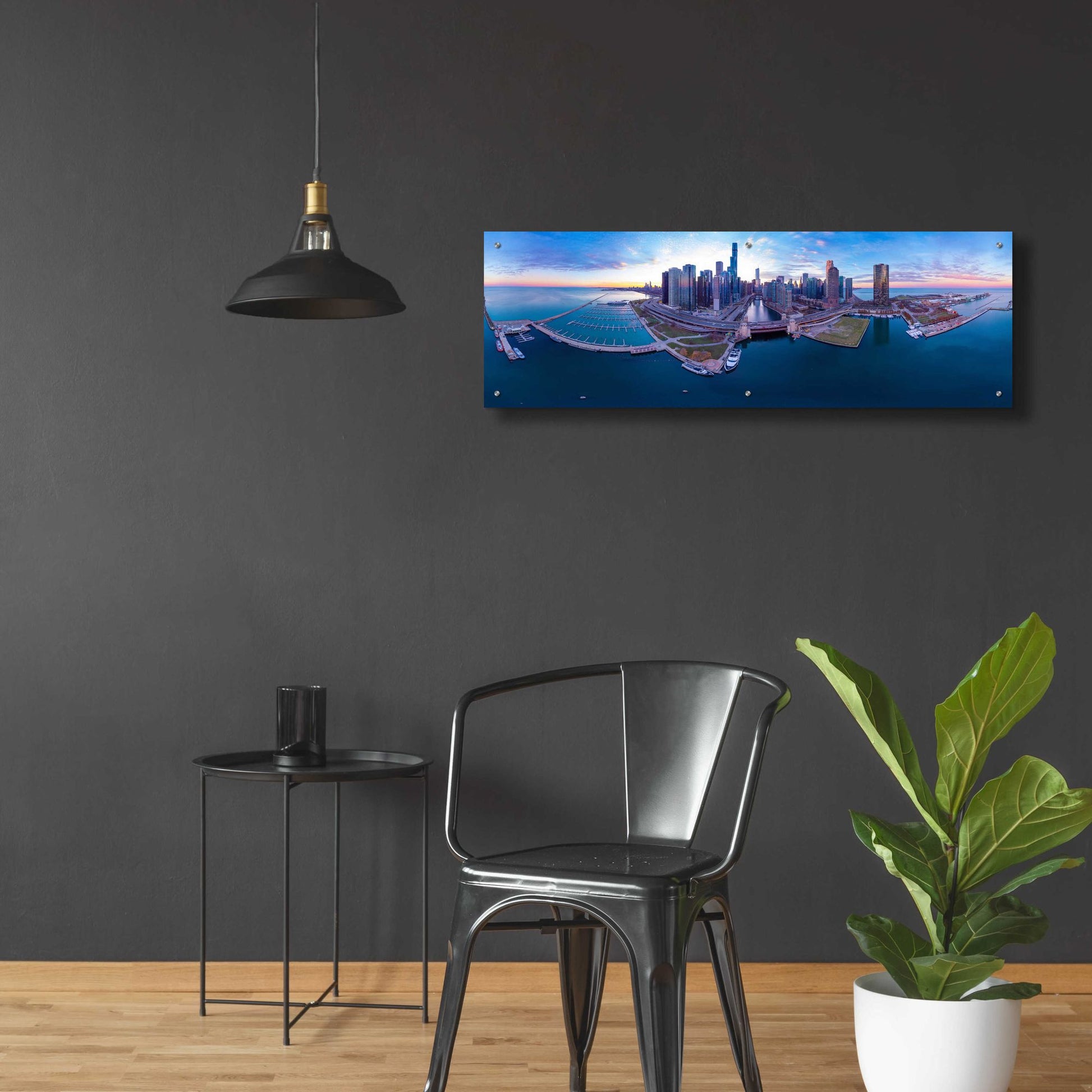Epic Art 'Cotton Candy Sunset in Chicago' by Epic Portfolio, Acrylic Glass Wall Art,48x16