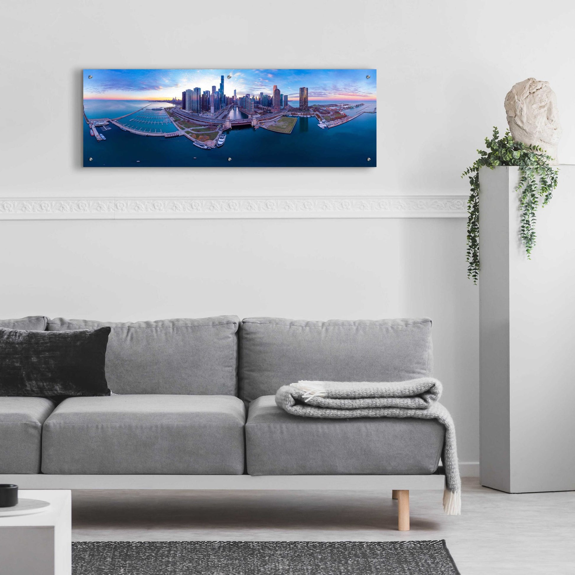 Epic Art 'Cotton Candy Sunset in Chicago' by Epic Portfolio, Acrylic Glass Wall Art,48x16